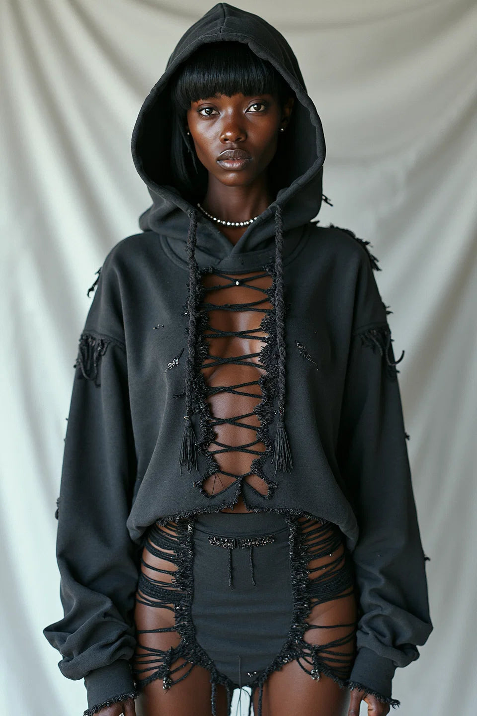 Lace up front hoodie hot sale