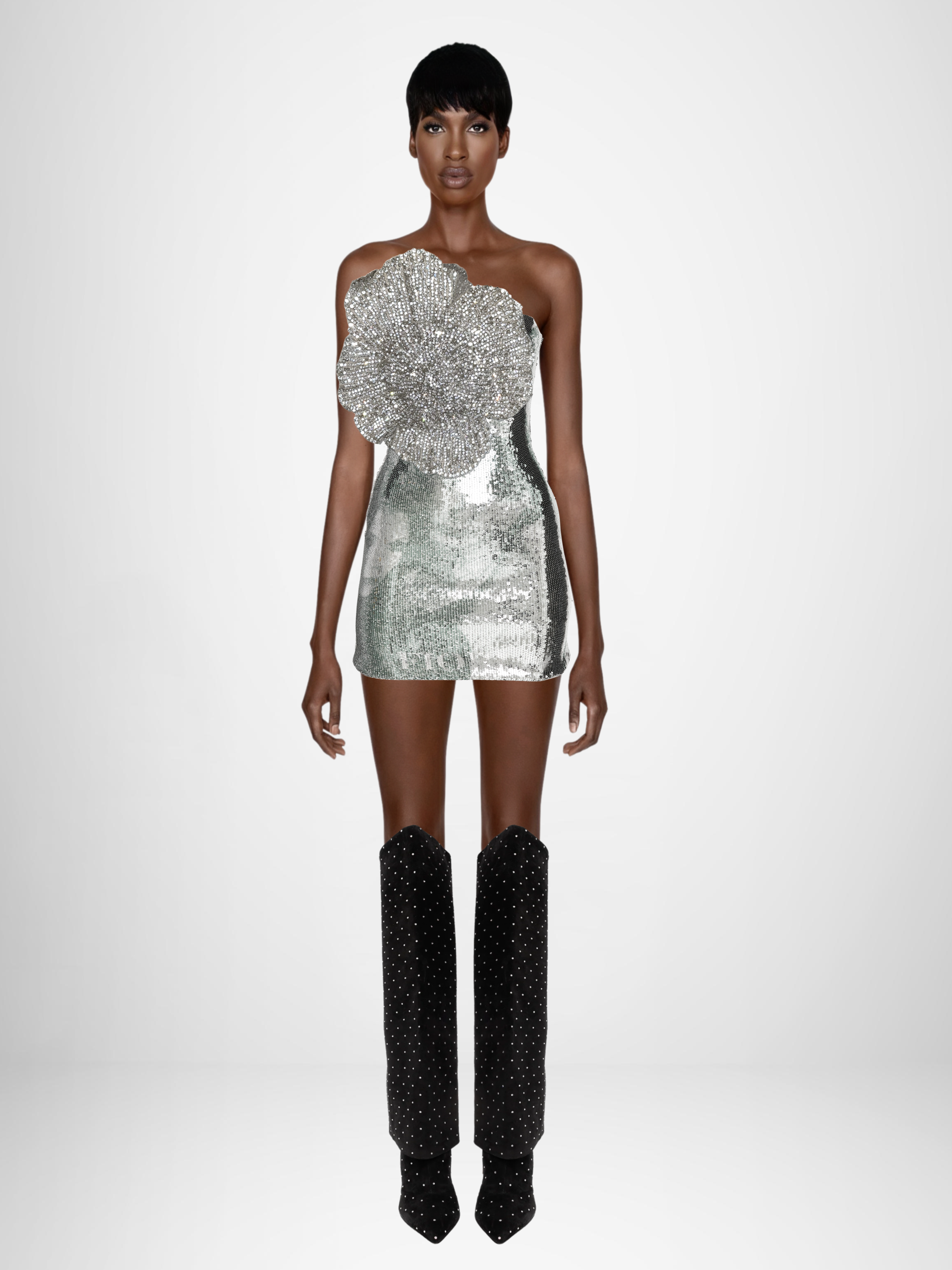 STRAPLESS SEQUINNED MINIDRESS