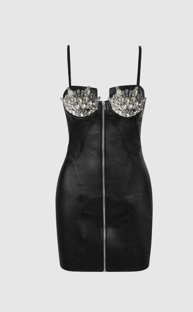 The Opposite Sex faux-leather embellished minidress