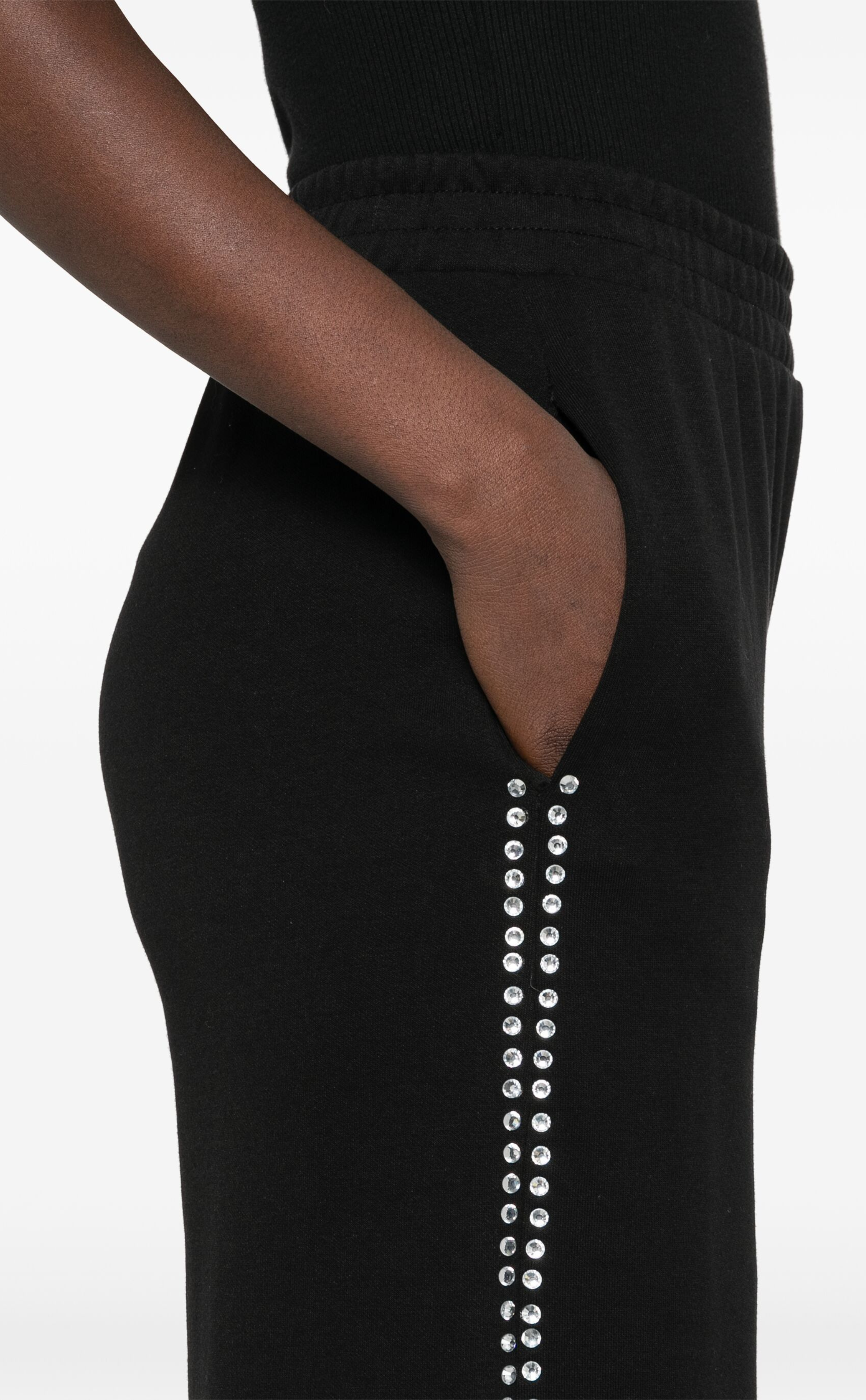 Rhinestone-embellished cotton track pants