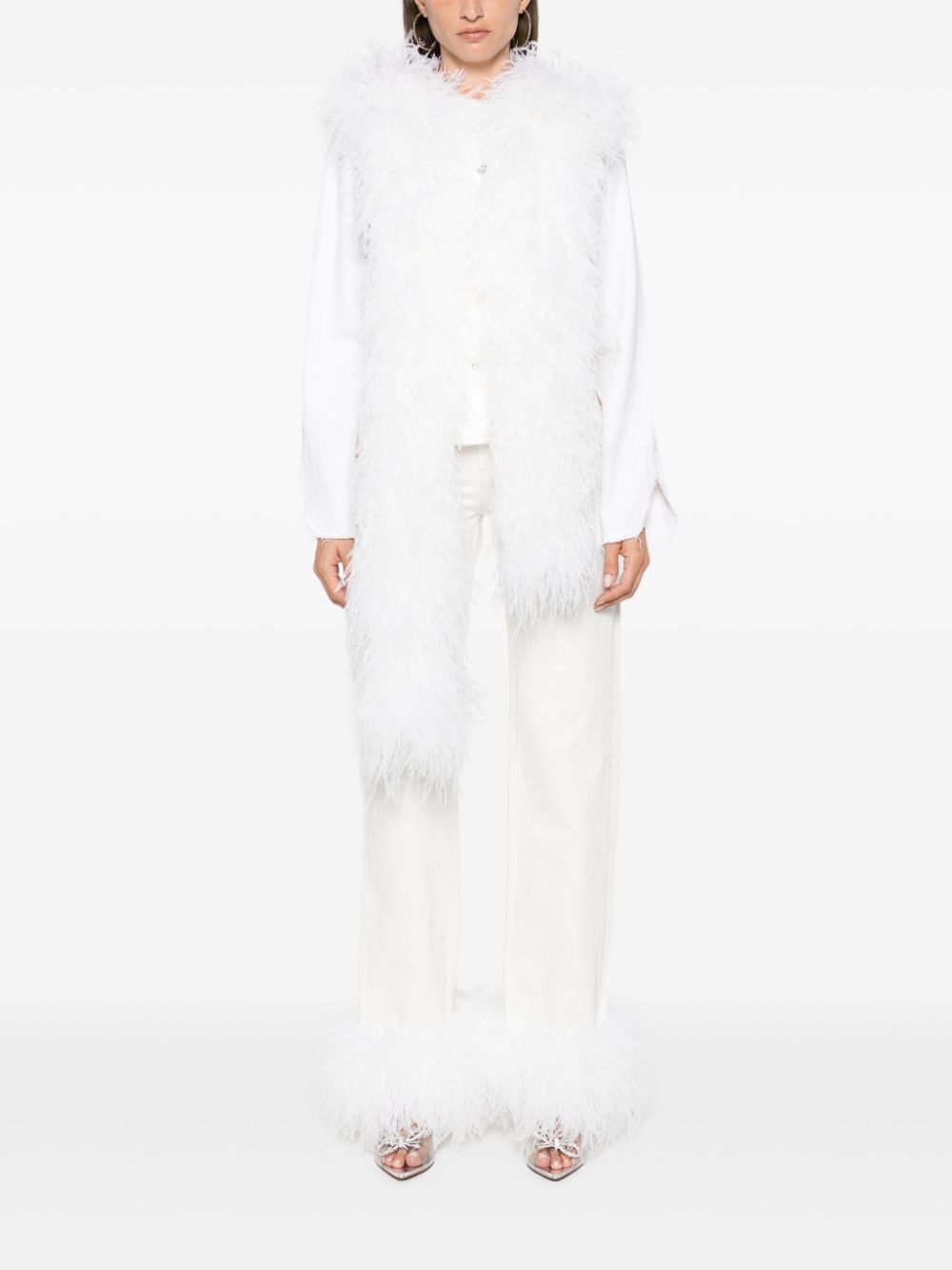 feather-trim jeans