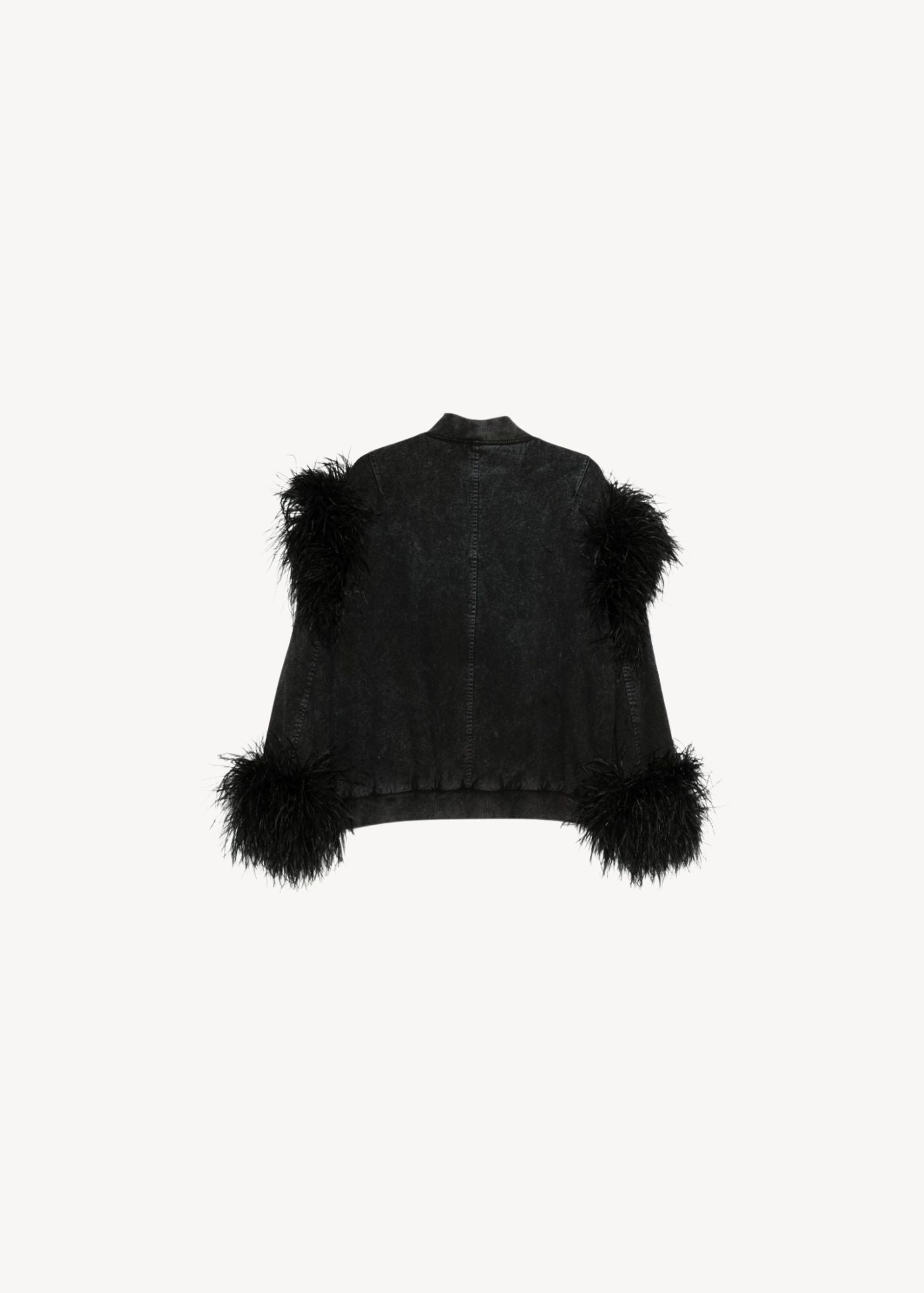 FEATHER-DETAIL DENIM JACKET