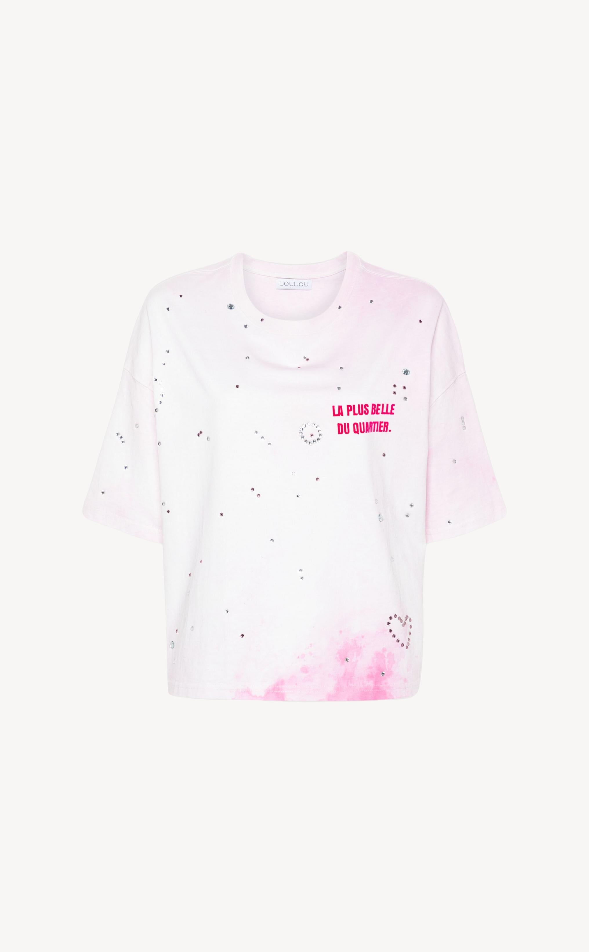 Crystal-embellished washed T-shirt