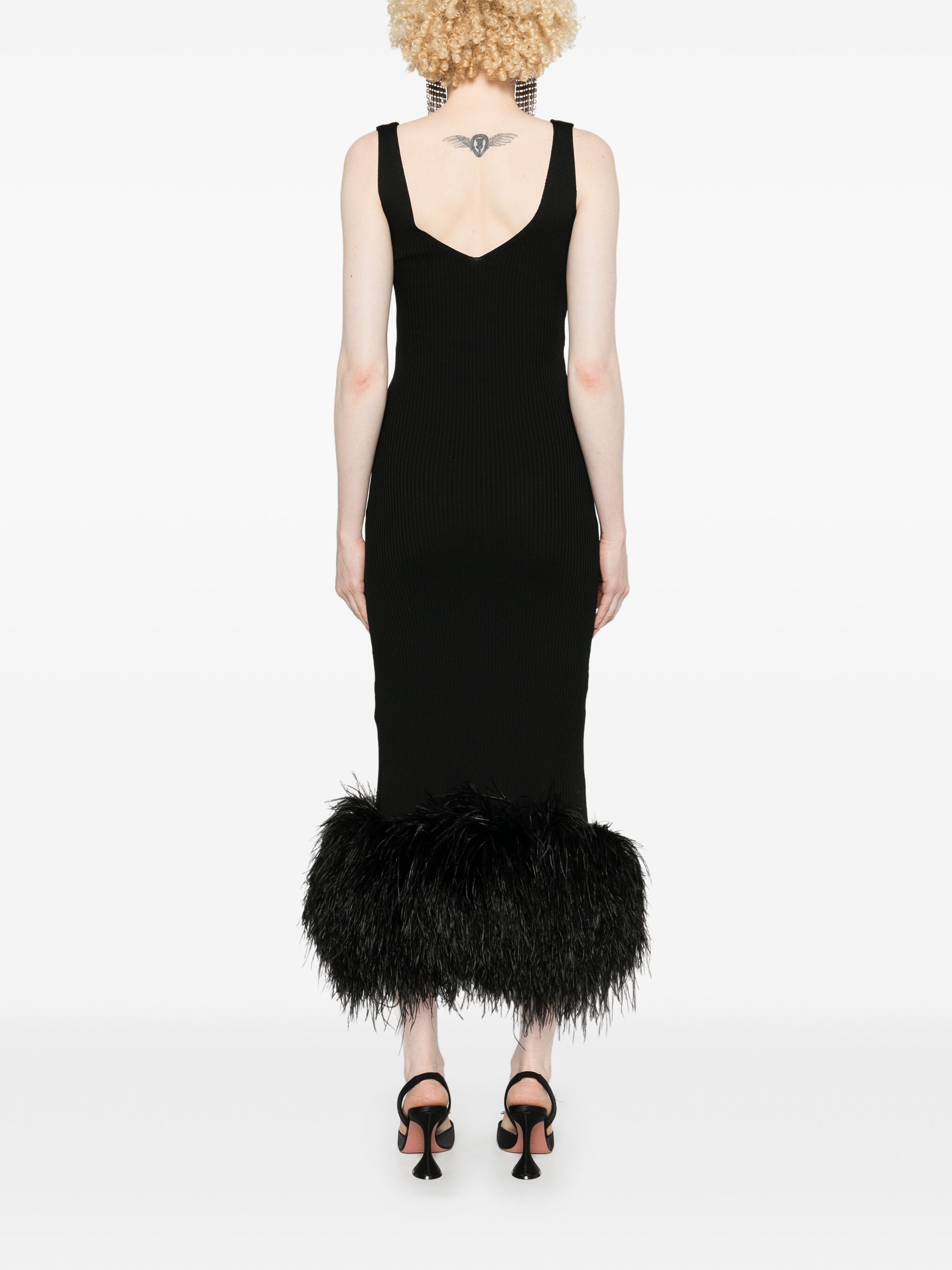 FEATHER TRIMMED MAXI DRESS