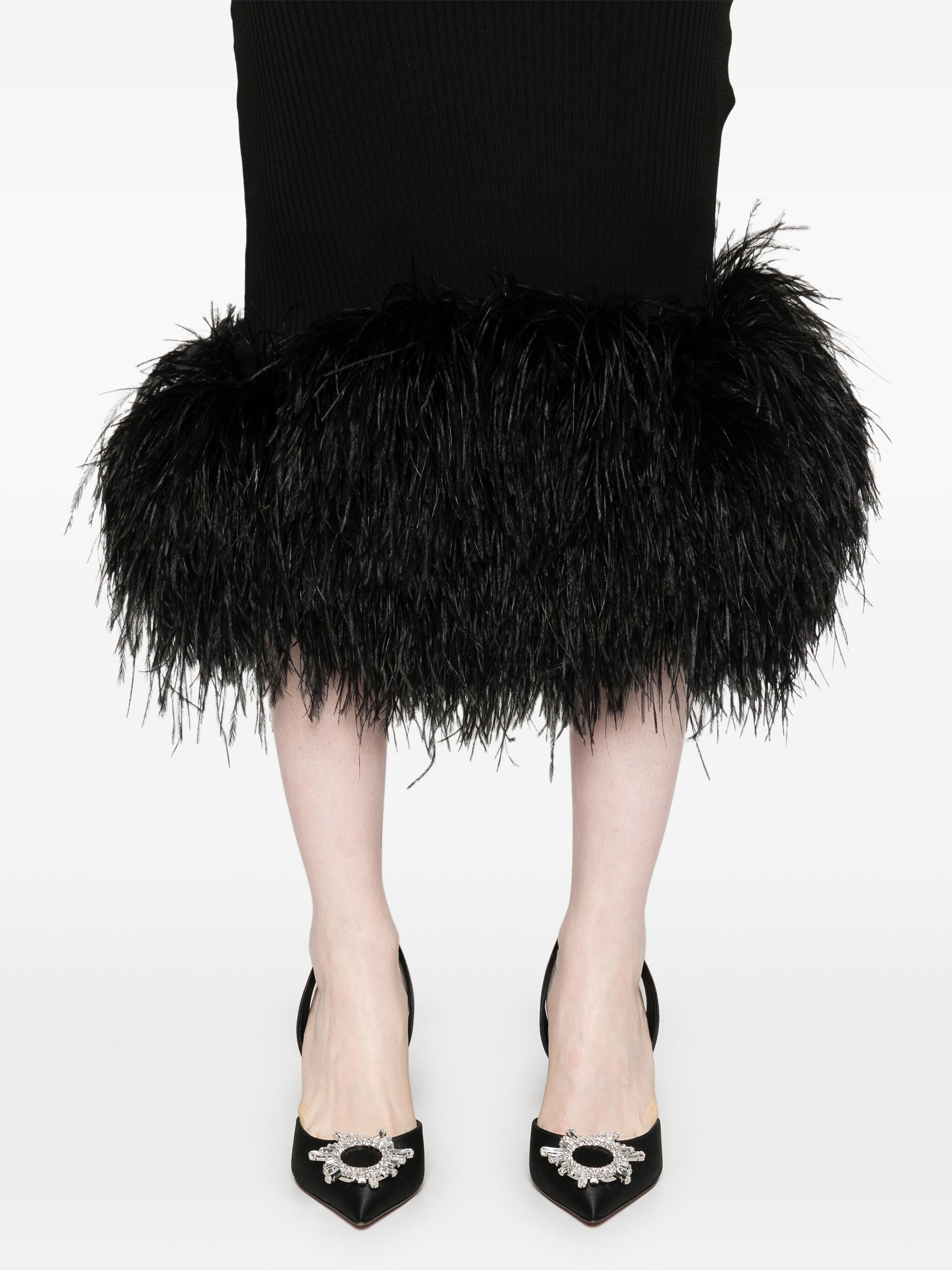 FEATHER TRIMMED MAXI DRESS