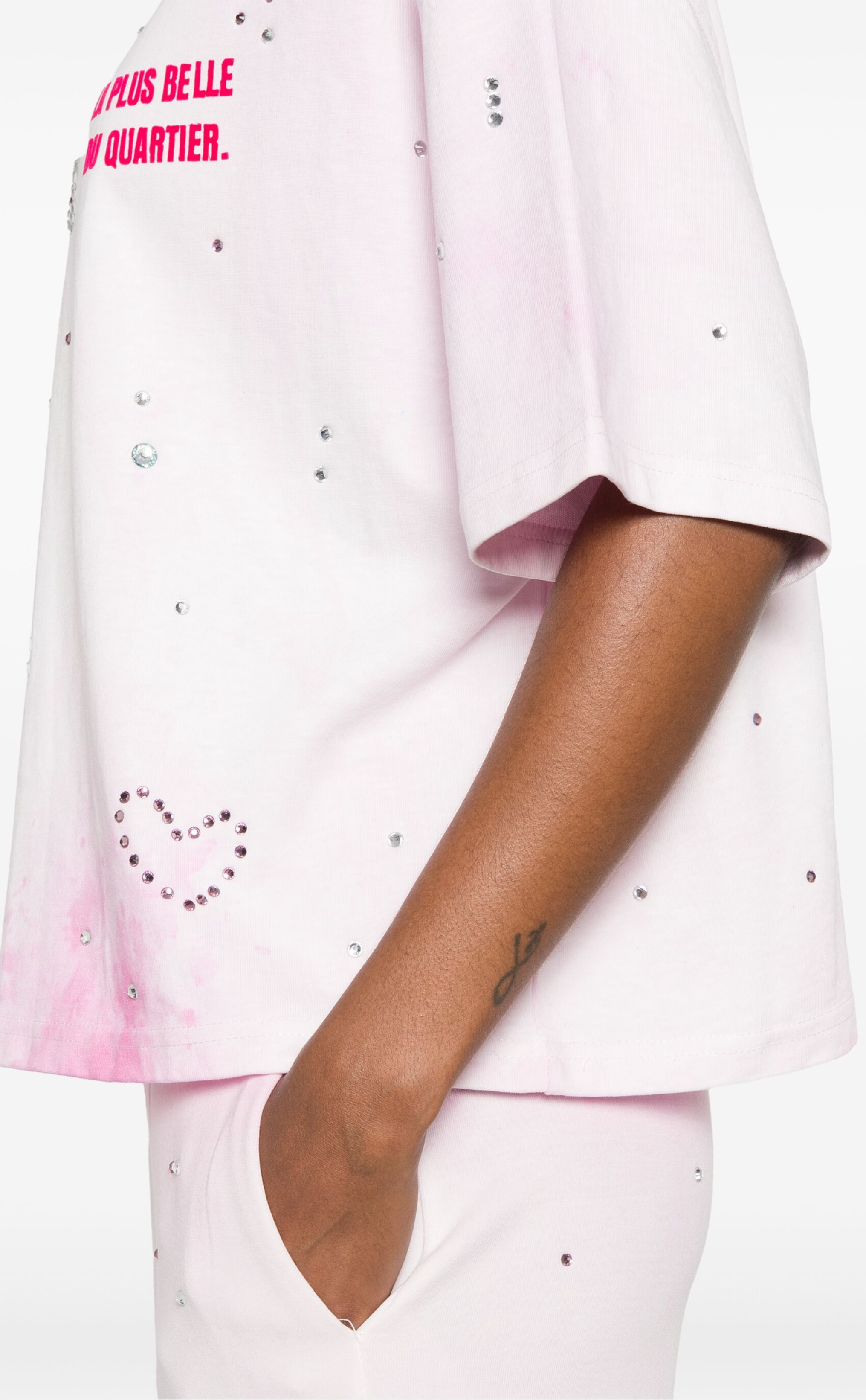 Crystal-embellished washed T-shirt