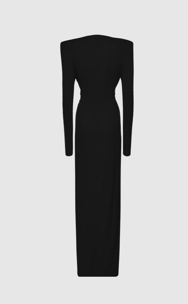 Ninotchka crêpe maxi dress in black
