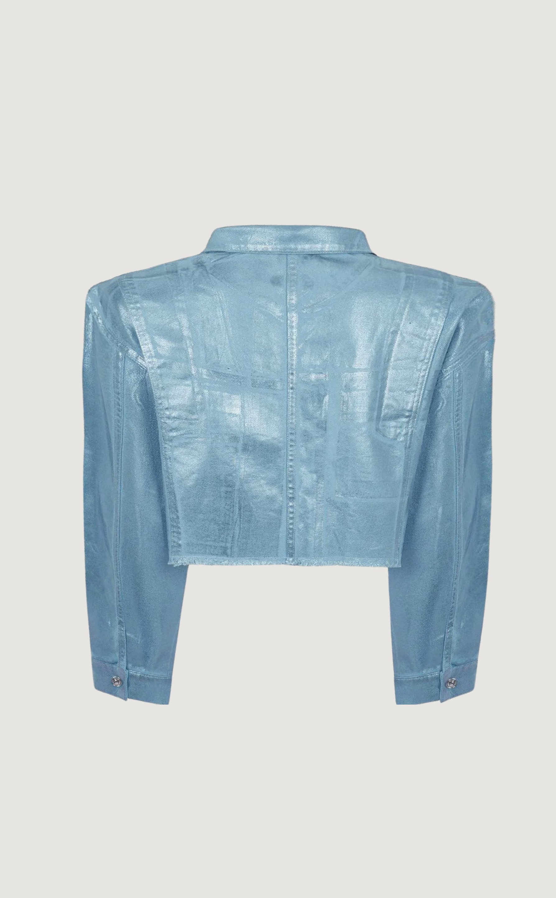 A Place in the Sun metallic denim jacket in blue