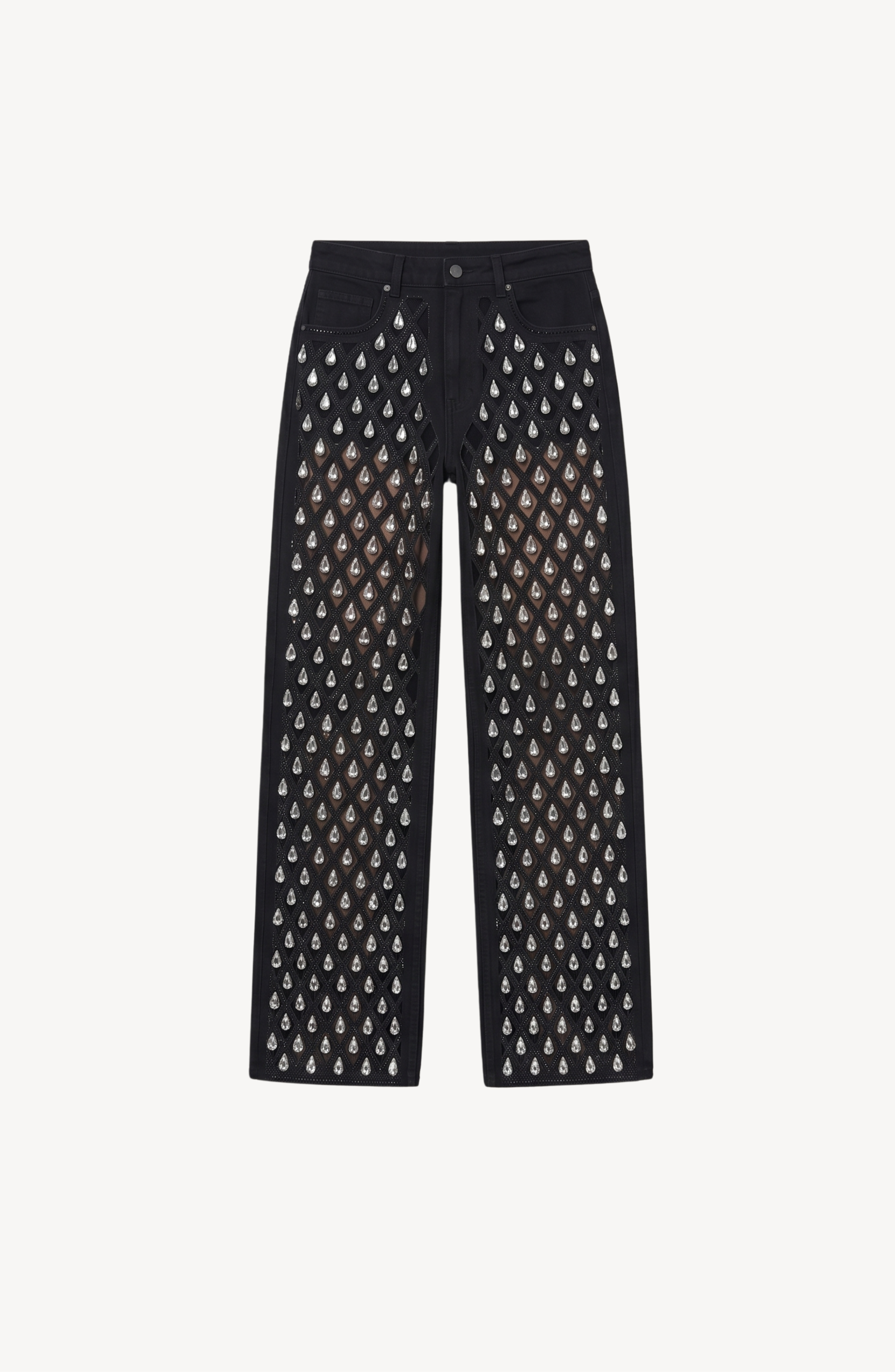 CRYSTAL DOT MESH TROUSERS in Black — flat lay