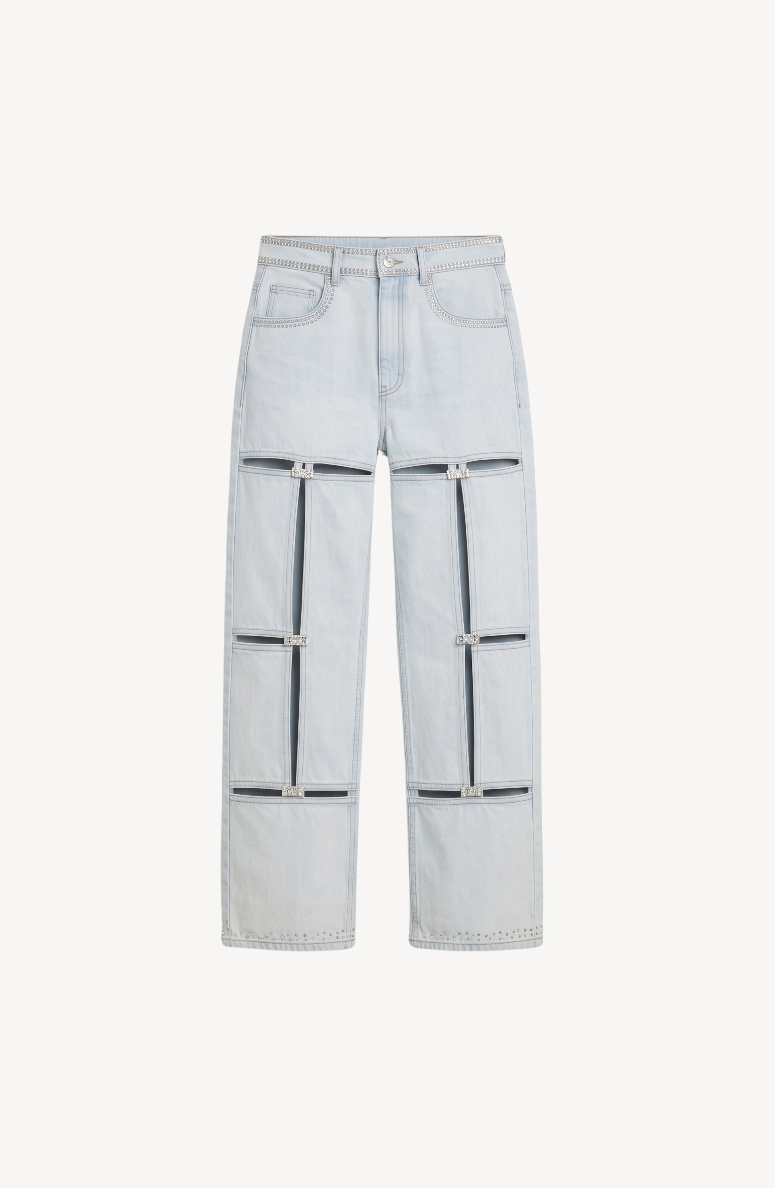 STRAP CARGO JEANS in Light Blue — flat lay
