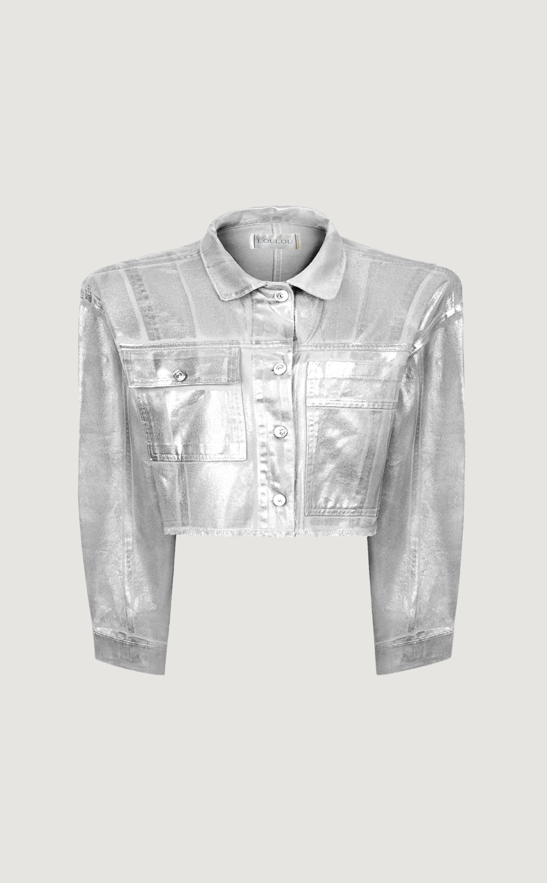 A Place in the Sun metallic denim jacket in silver