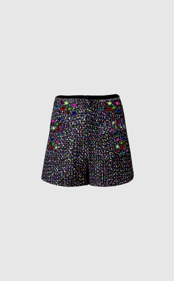 An Affair to Remember tweed embellished shorts