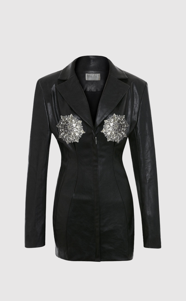 Imitation of Life faux-leather embellished minidress