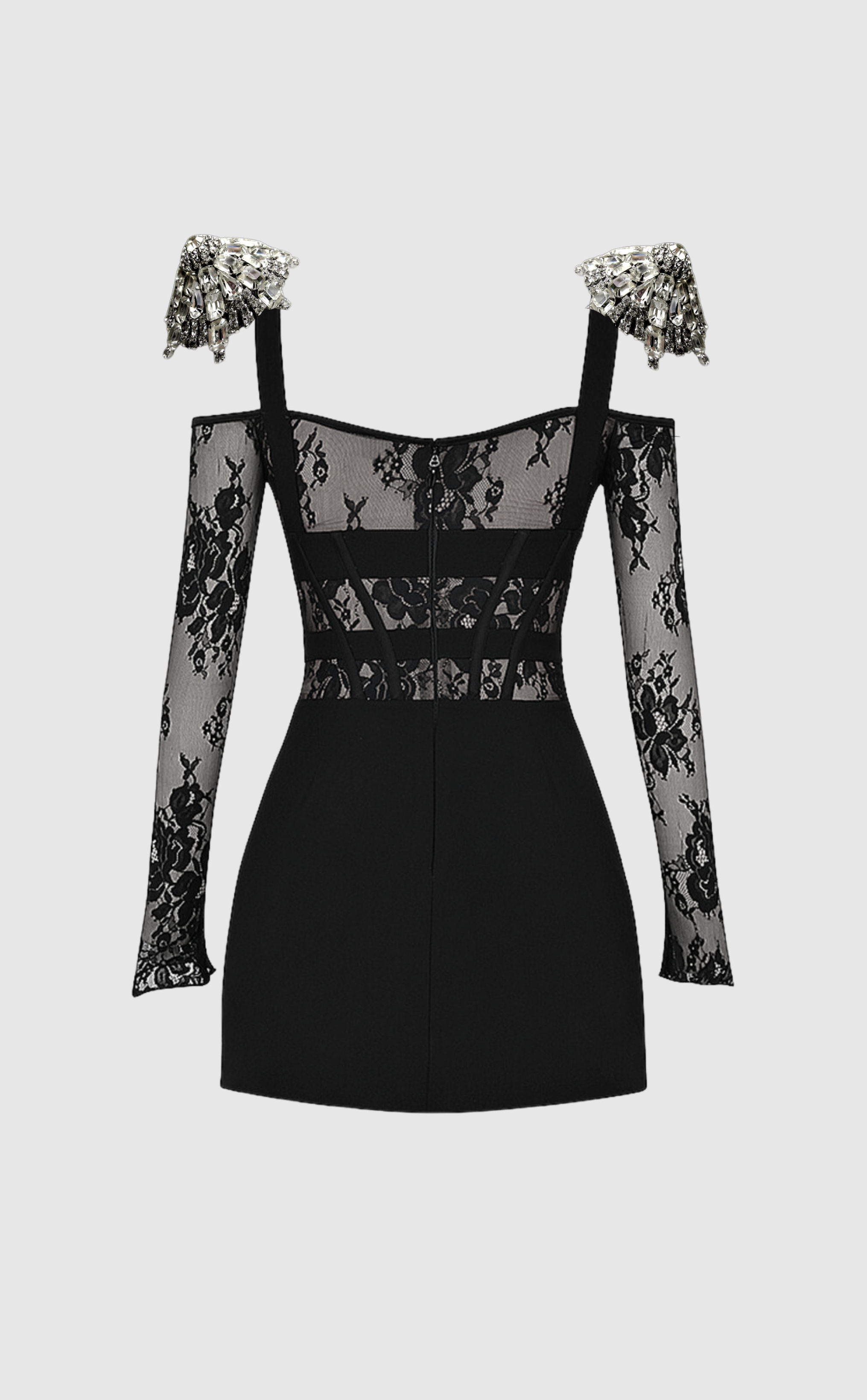 Swing Time lace details crêpe minidress