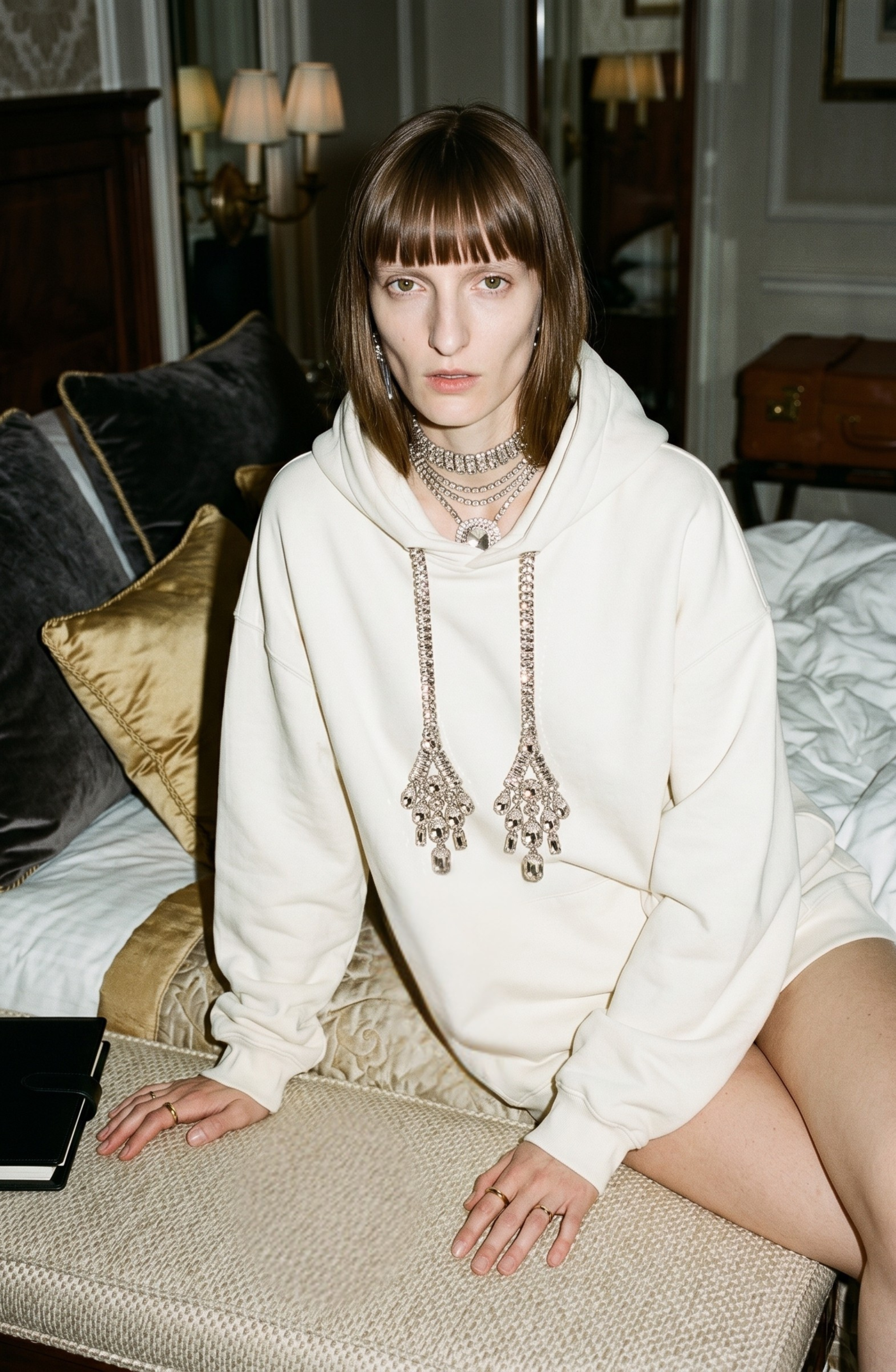 Crystal Drawstring Hoodie | LOULOU.