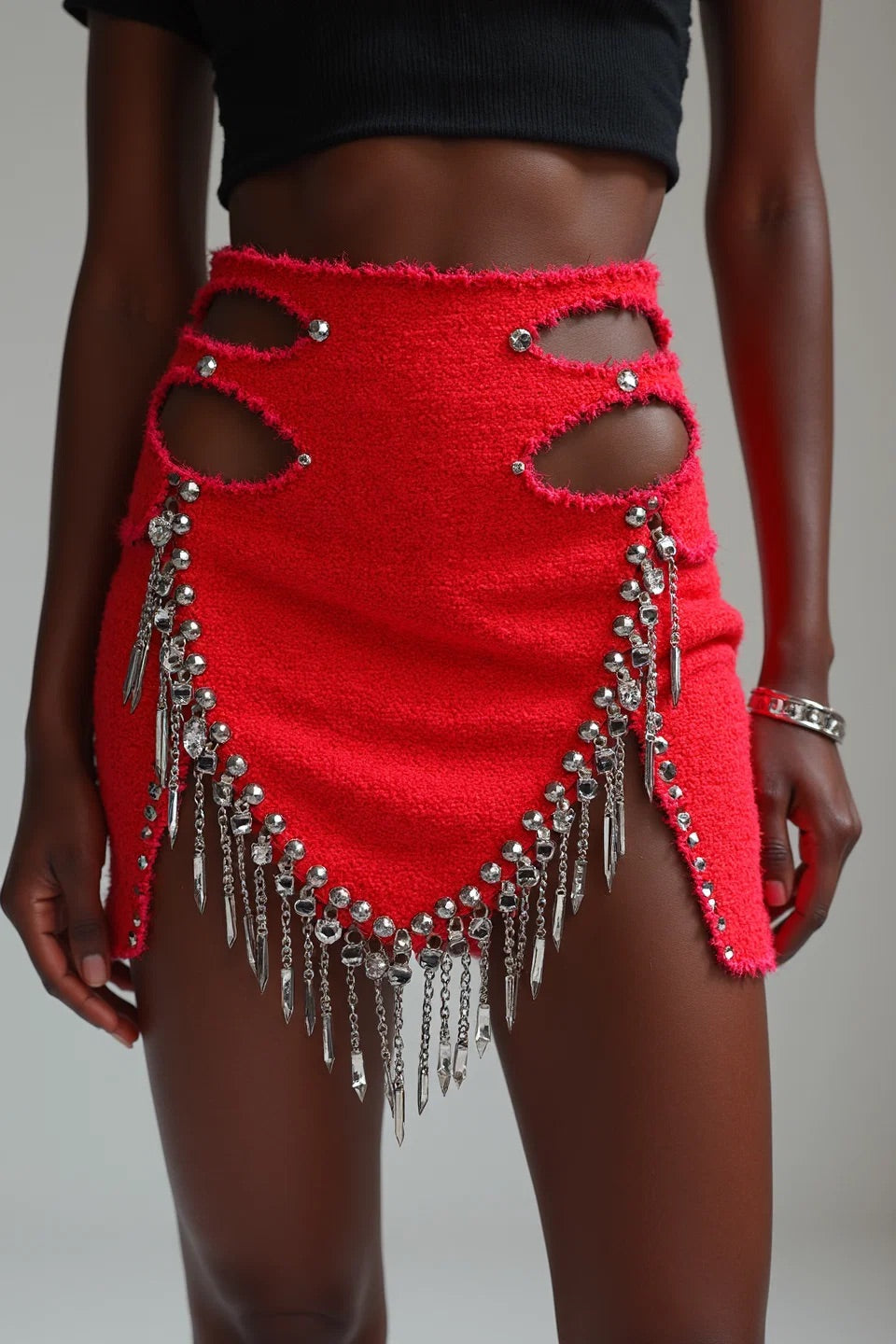 CRYSTAL-TRIM CUTOUT MINI SKIRT
