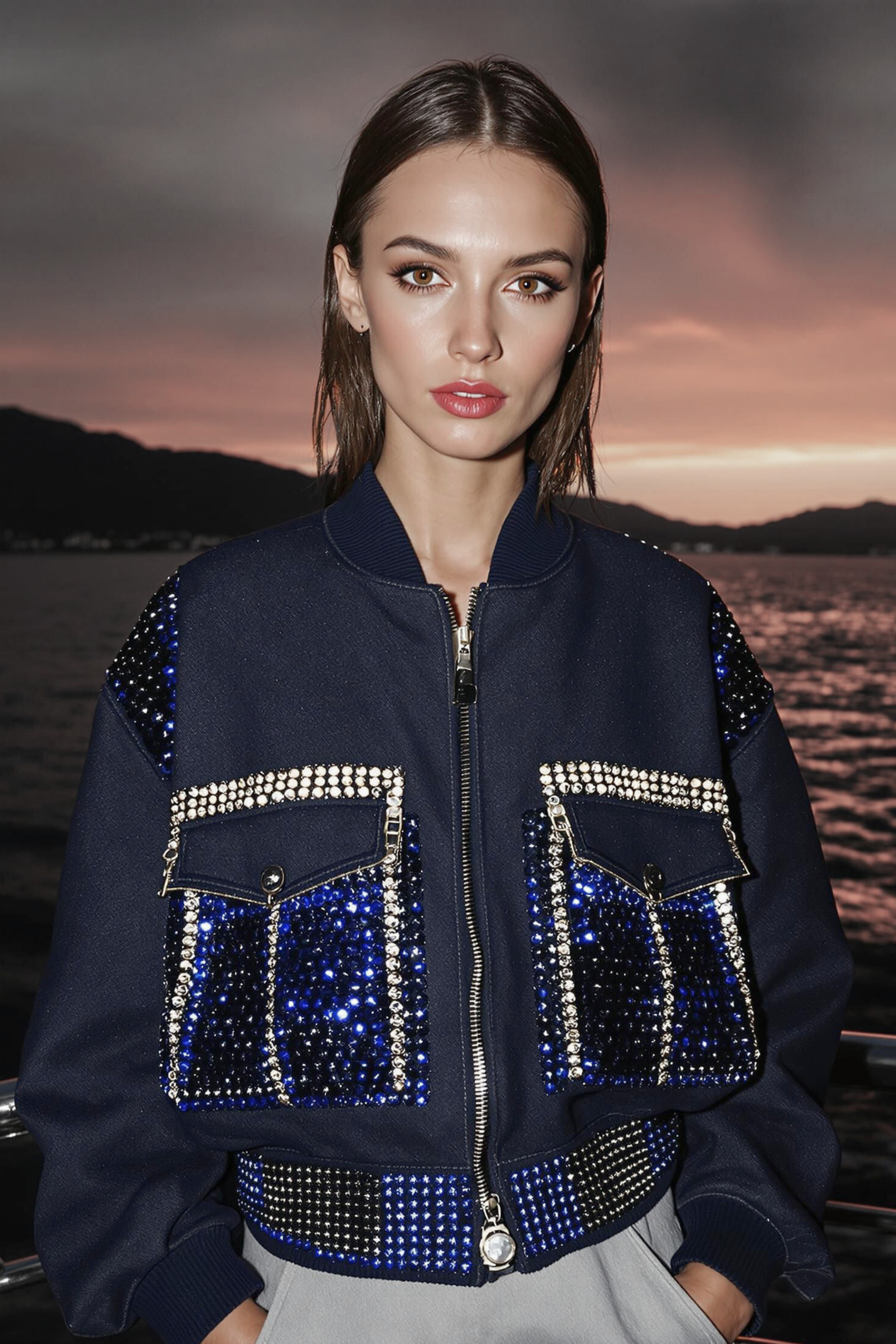 MULTI-POCKET DENIM BOMBER