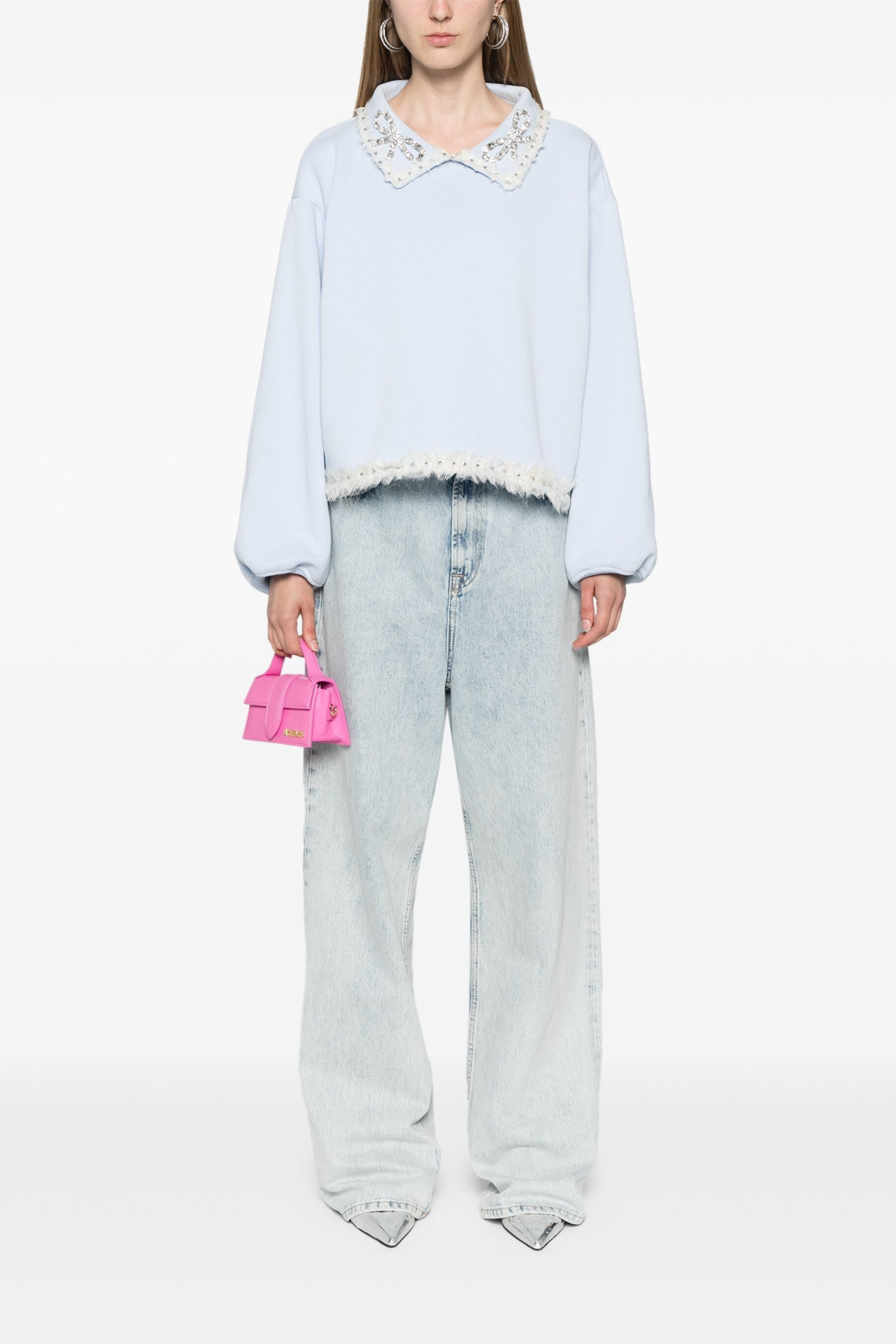 Oversized-Collar Cotton Sweatshirt