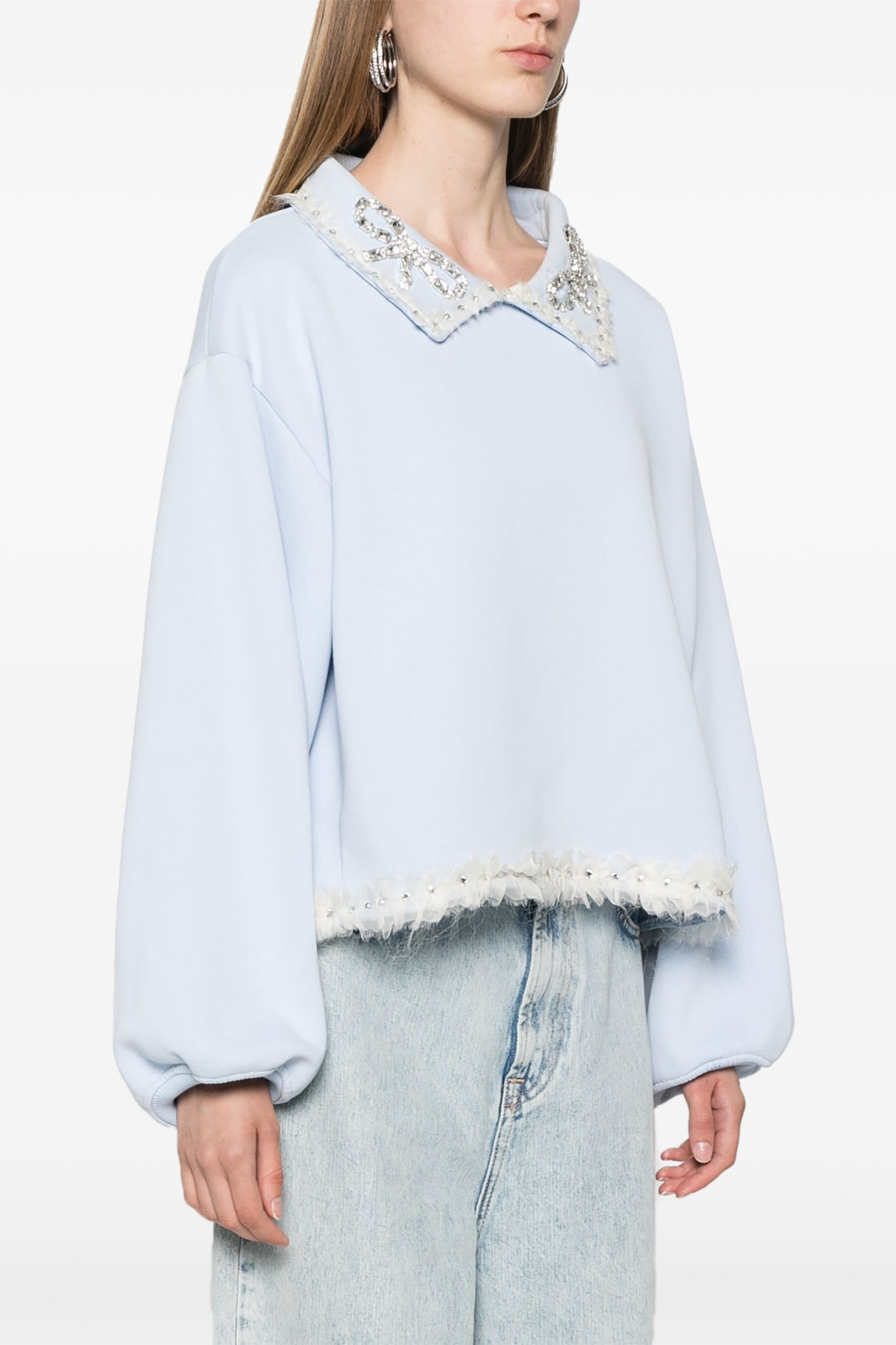 Oversized-Collar Cotton Sweatshirt