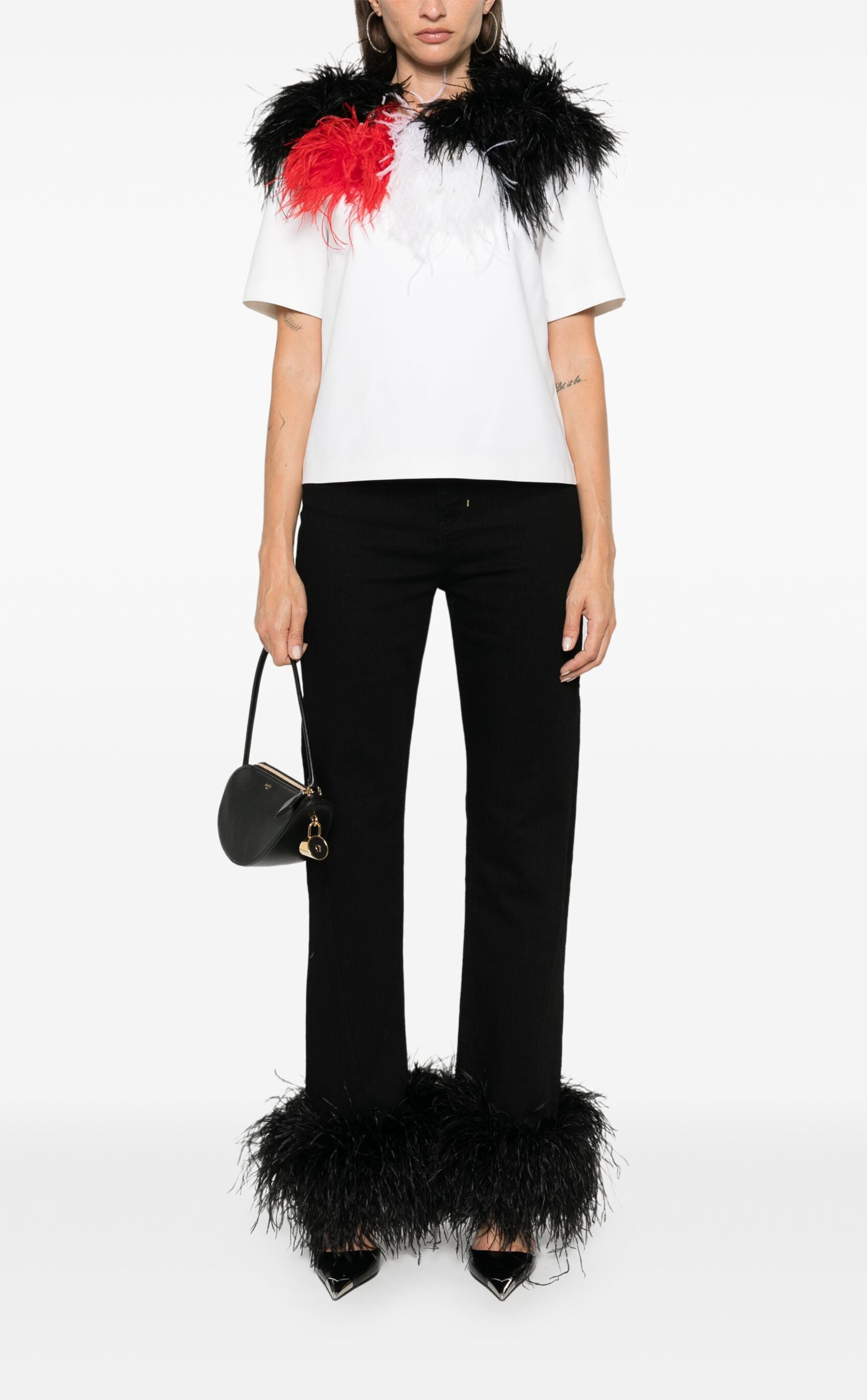 FEATHER-DETAIL T-SHIRT