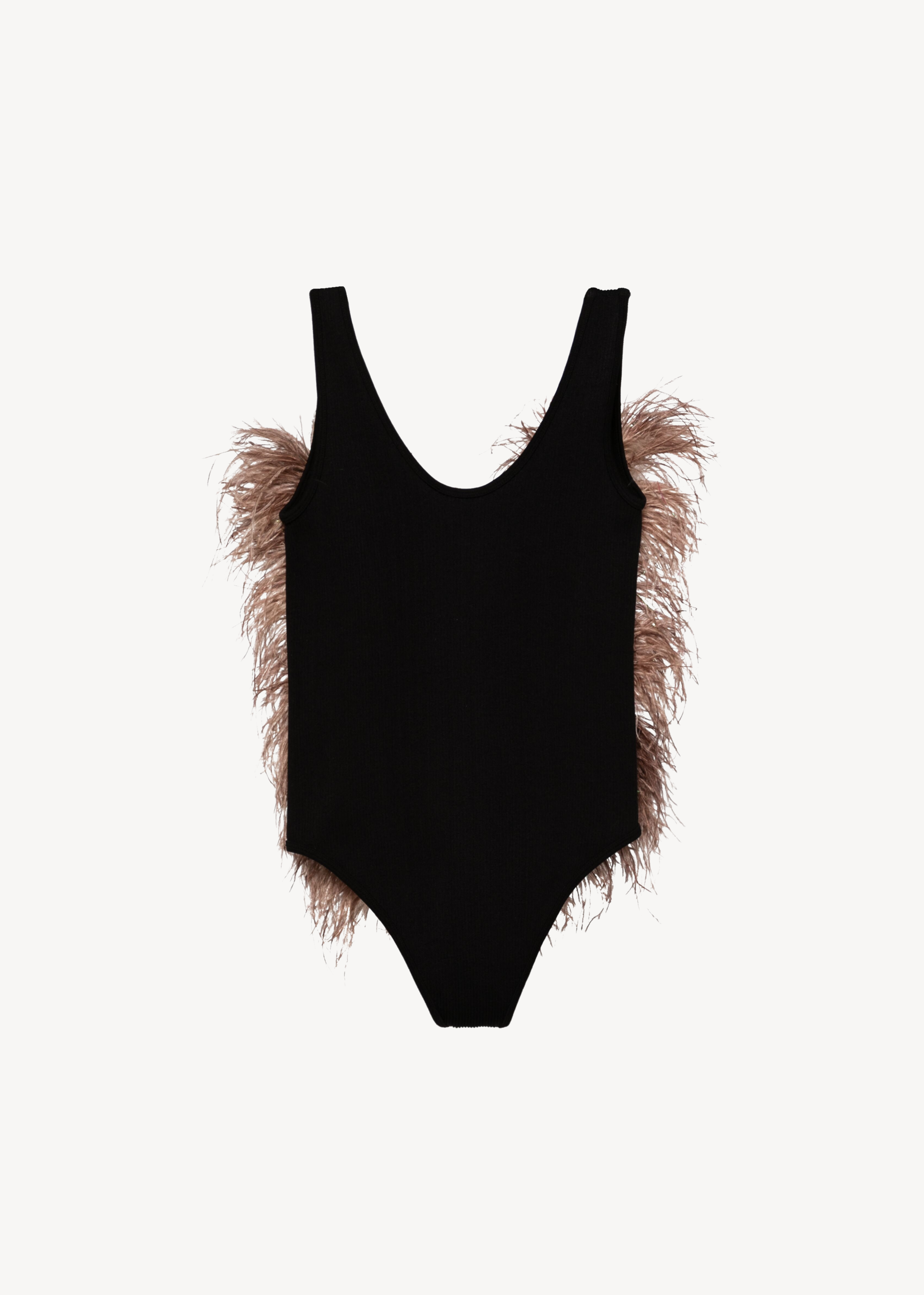 FEATHER-DETAIL BODYSUIT