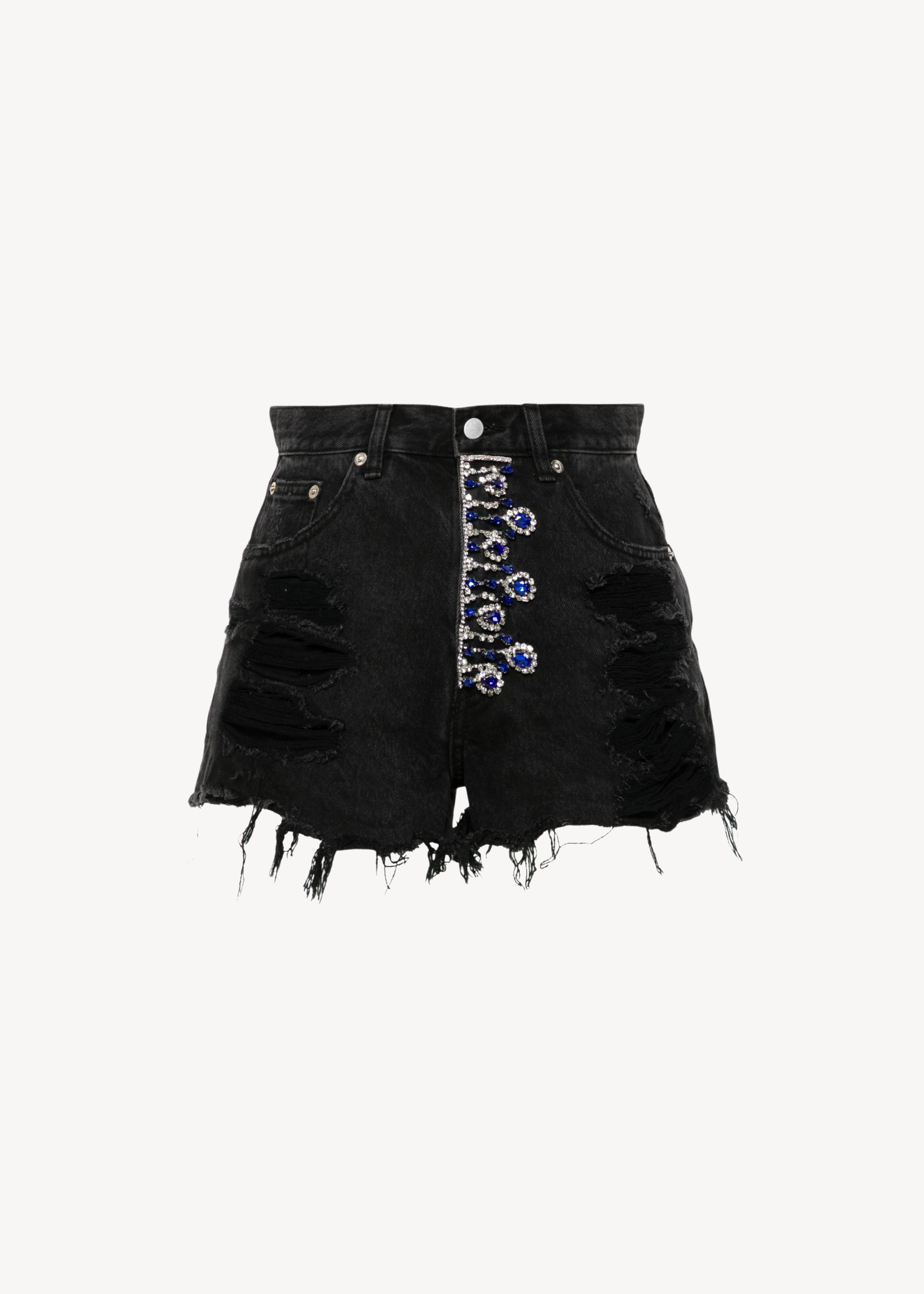 CRYSTAL-EMBELLISHED DENIM SHORTS