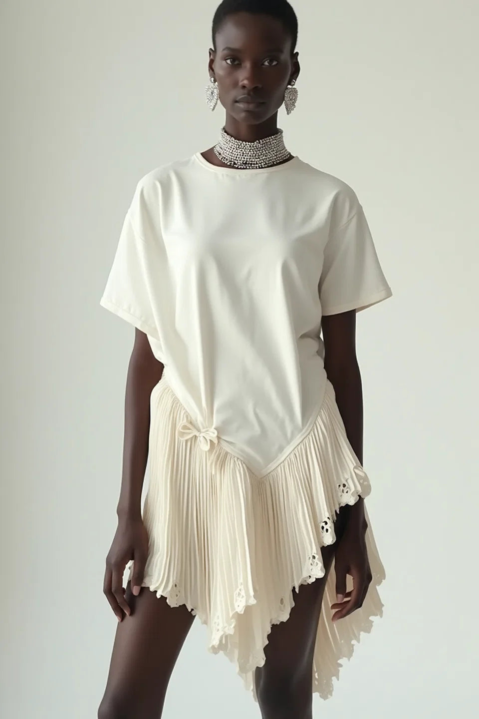 PLEATED T-SHIRT DRESS