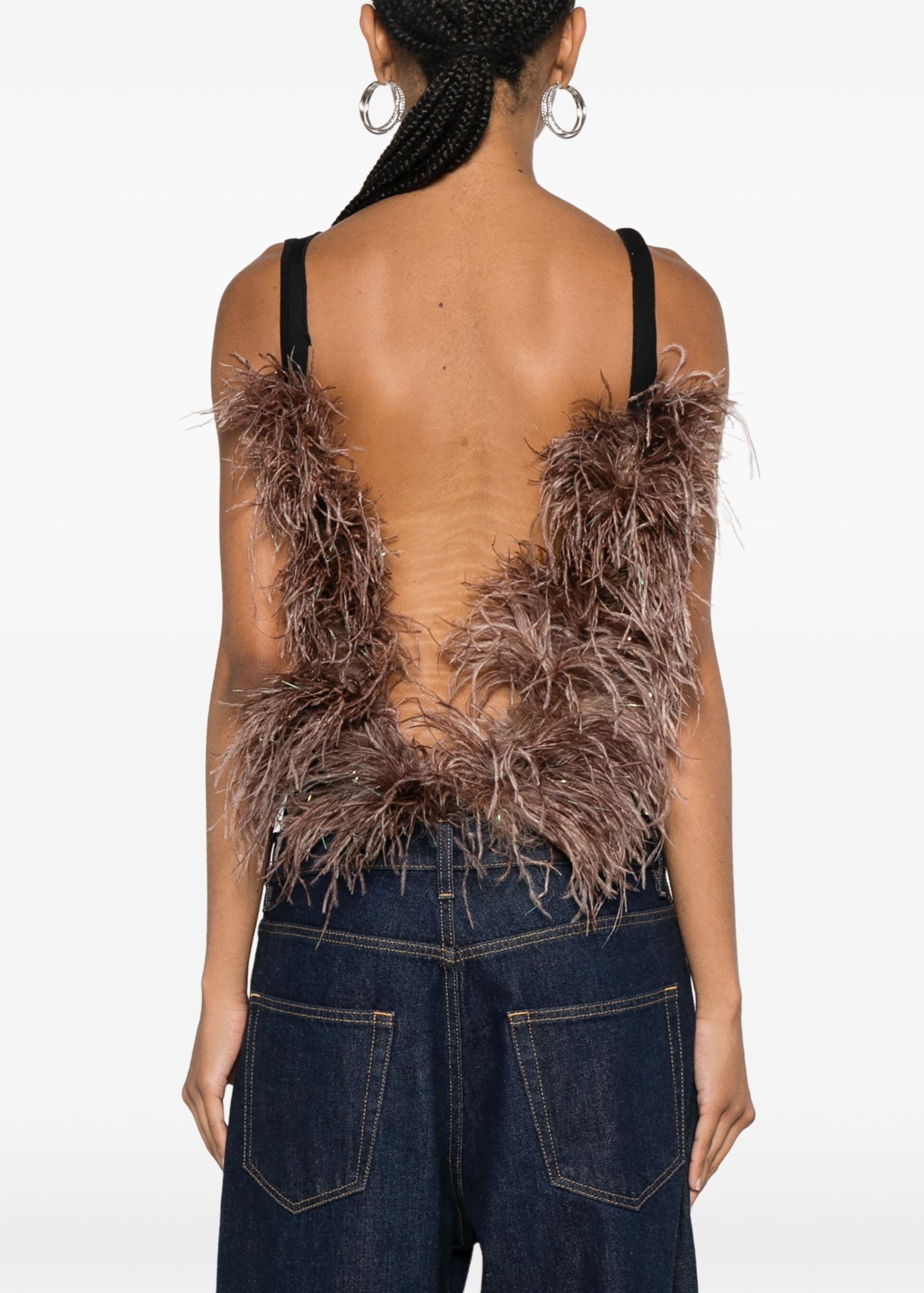 FEATHER-DETAIL BODYSUIT