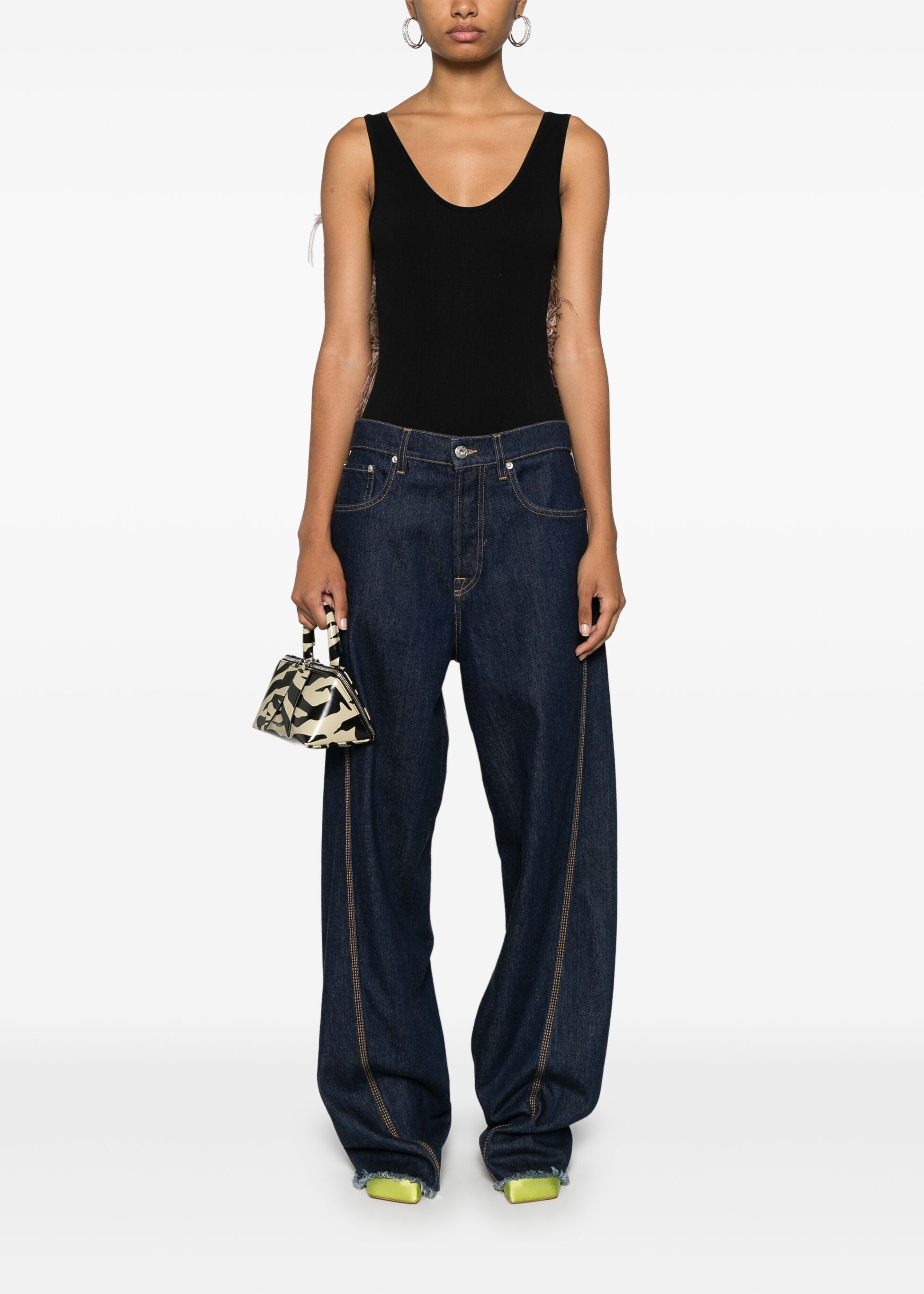 FEATHER-DETAIL BODYSUIT