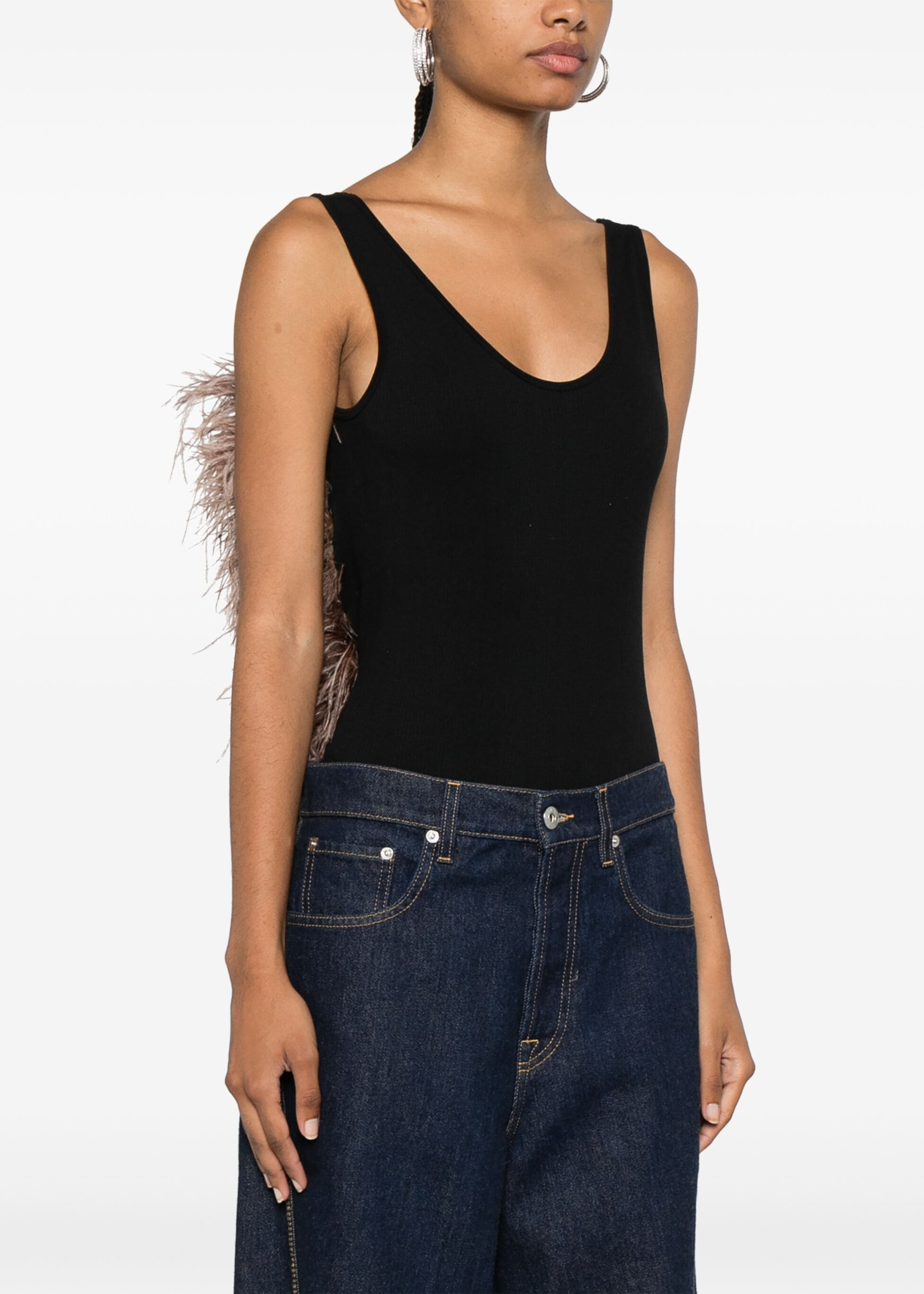 FEATHER-DETAIL BODYSUIT