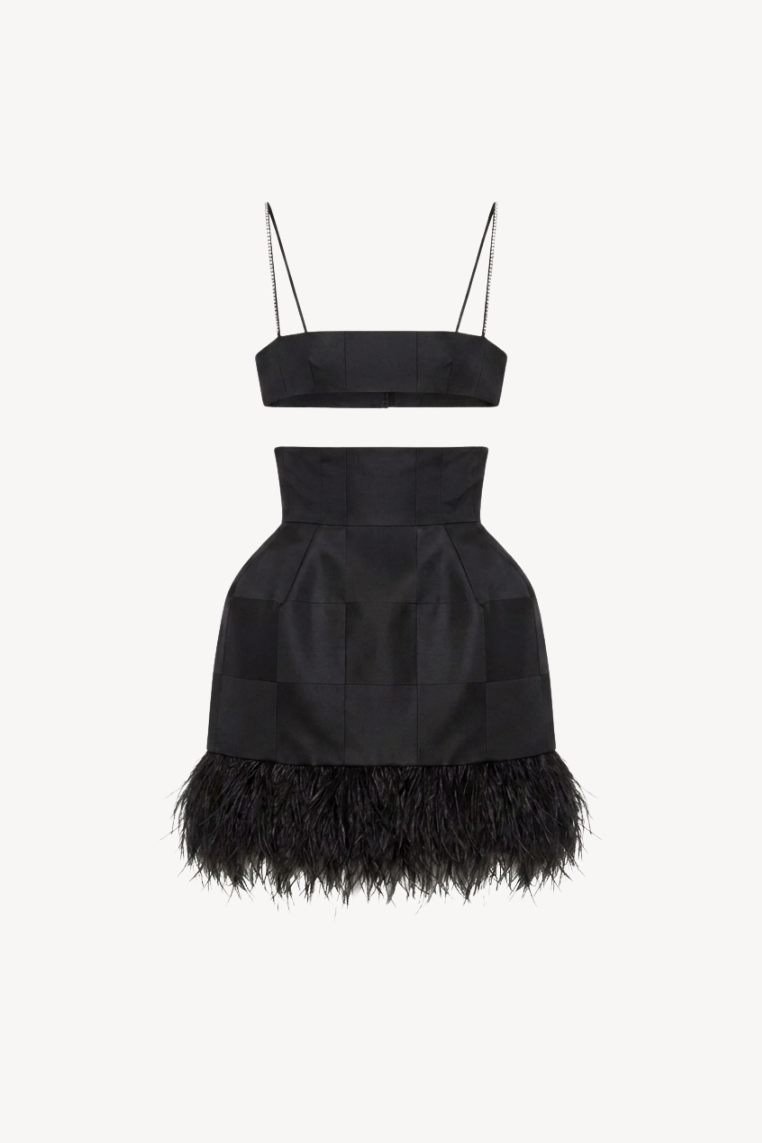 Black Cutout Feather Mini Dress