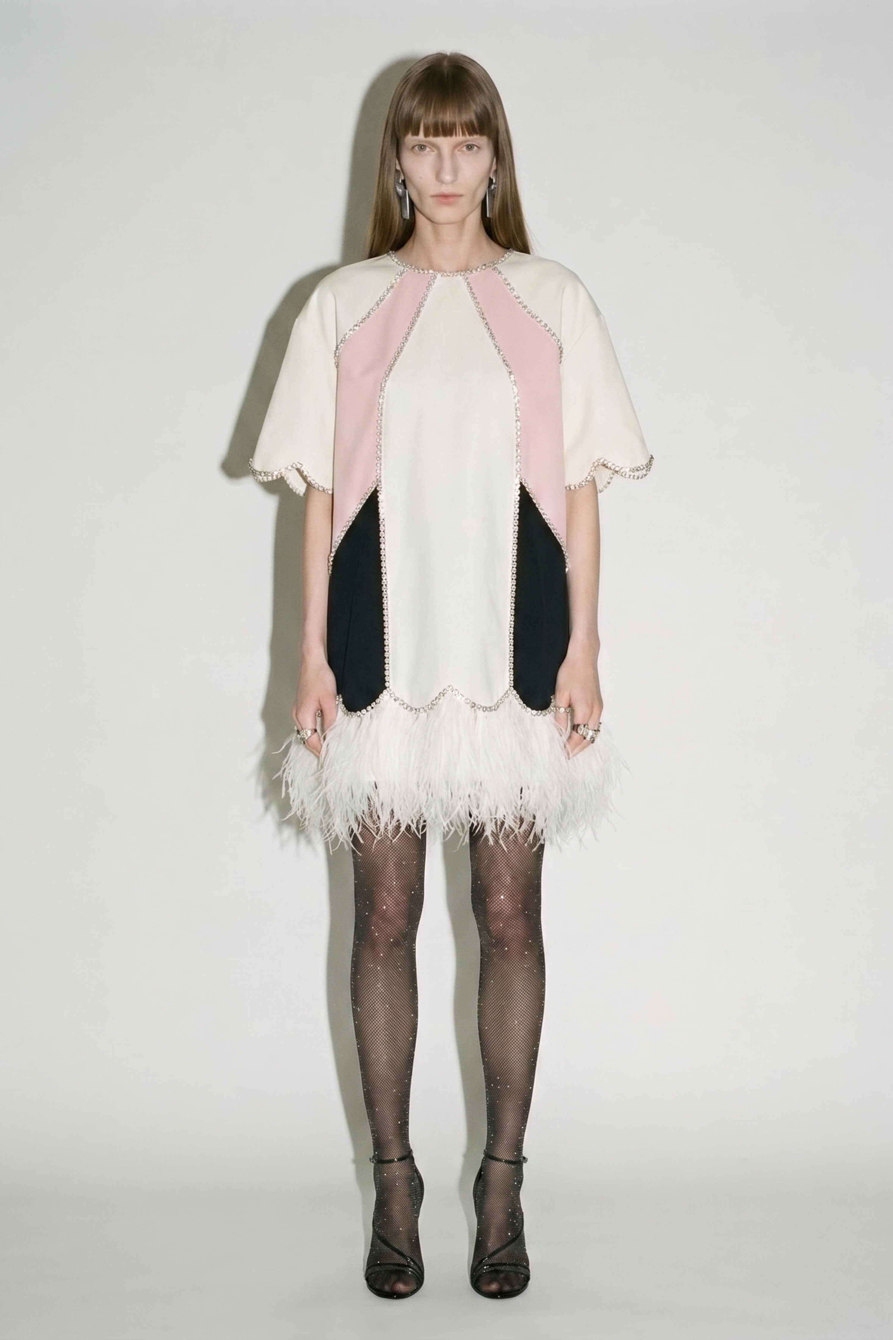Crystal Feathered Mini Dress
