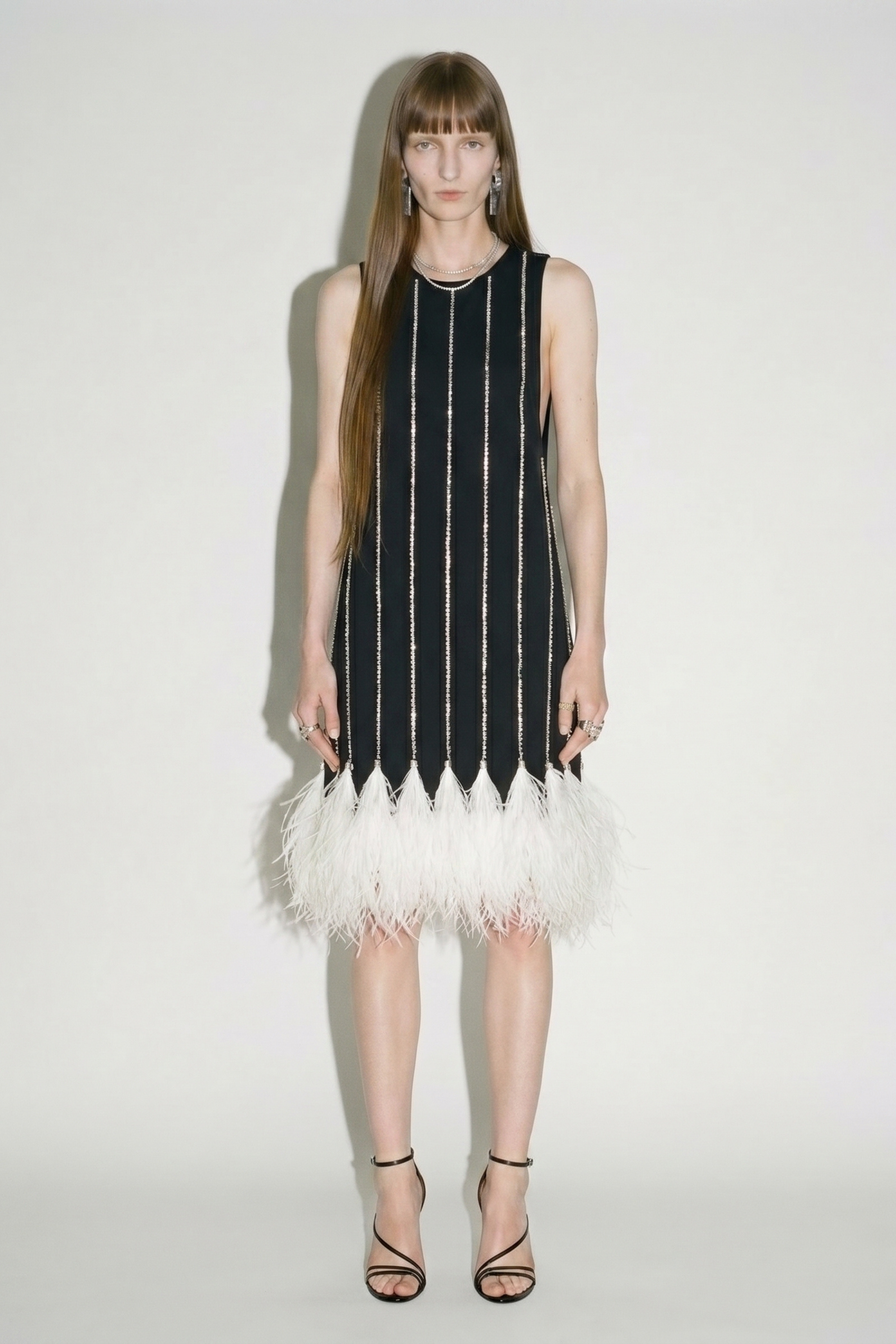 Black Feather Trim Dress