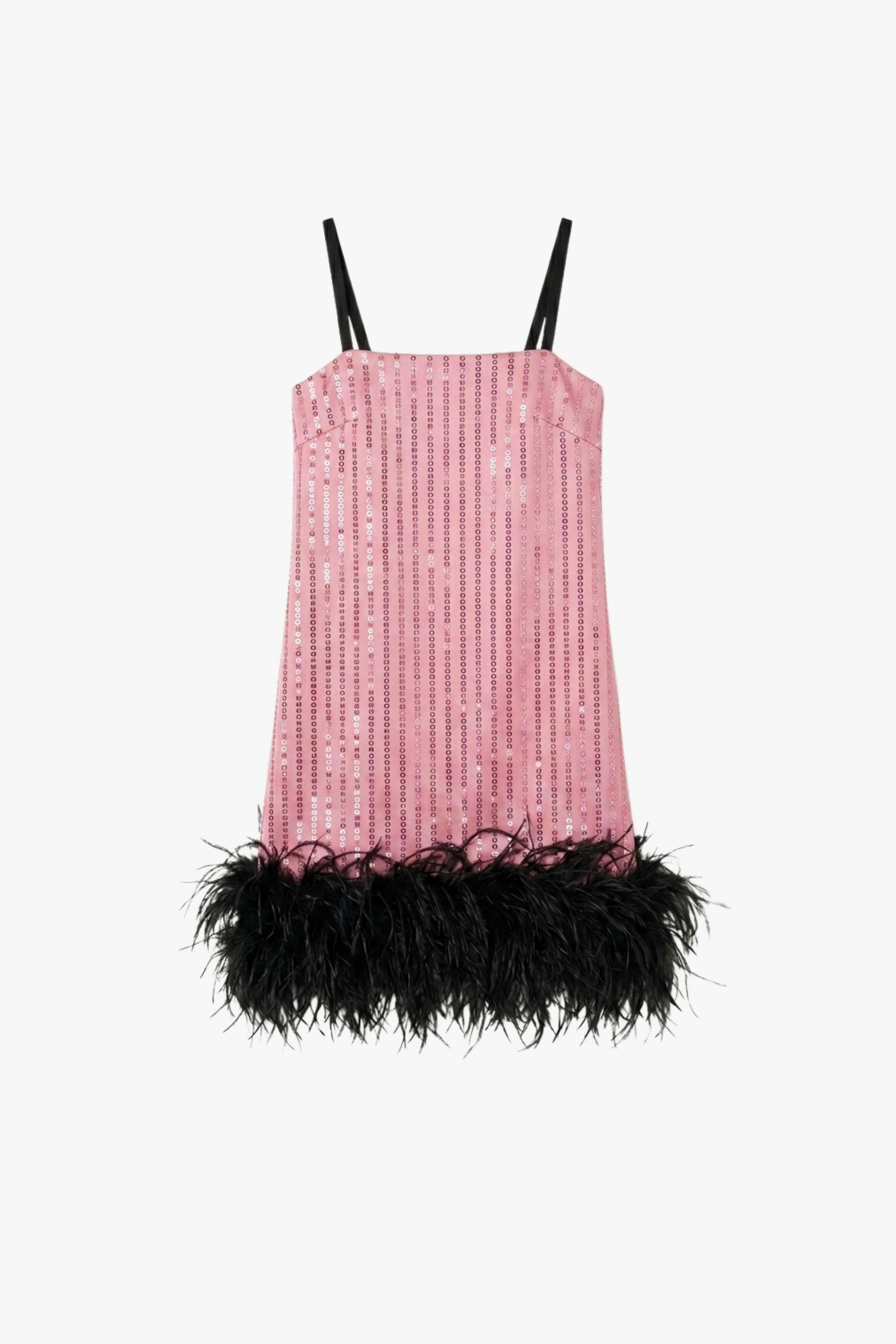 Pink Sequin Feather Mini Dress