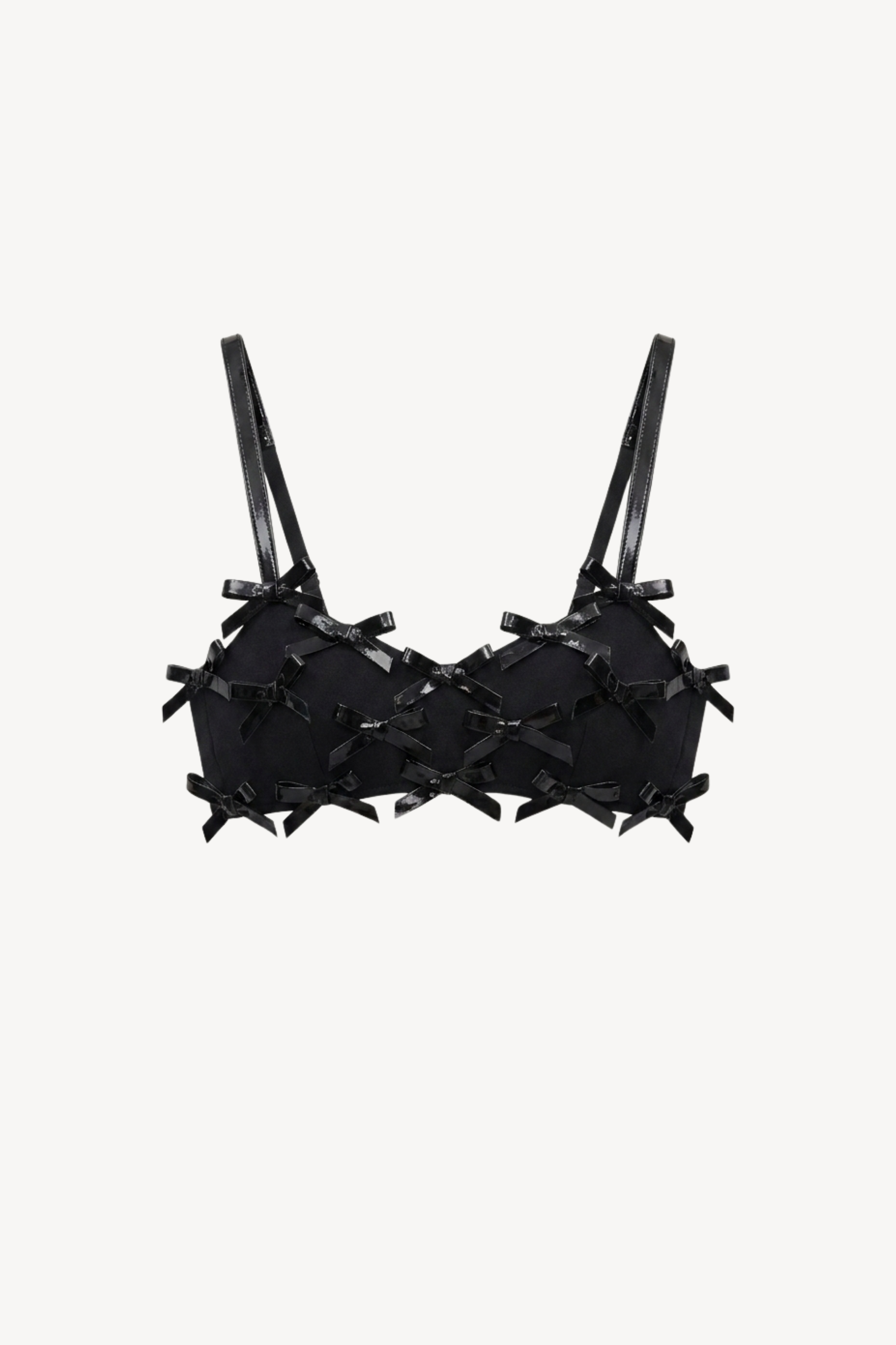 Black Bow Appliqué Bralette Top