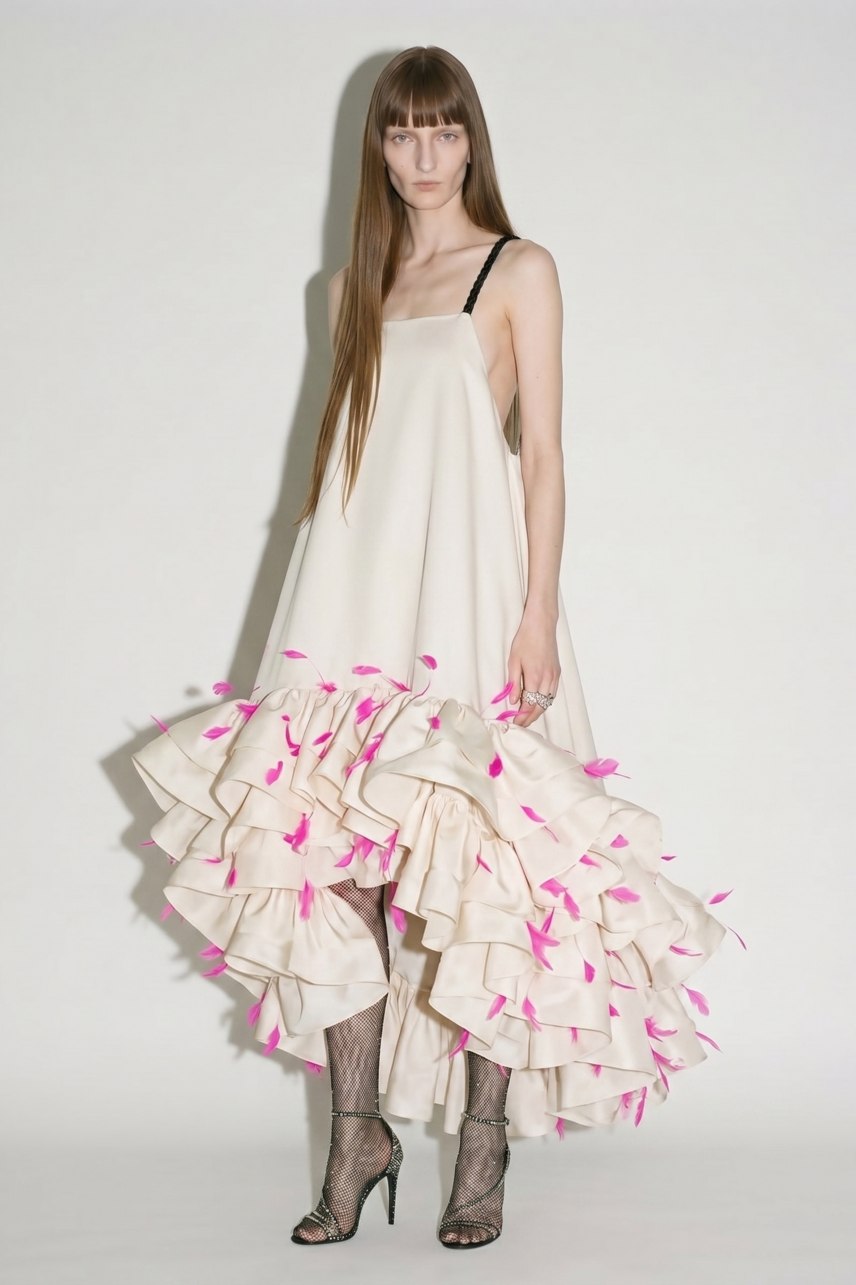 Feather Ruffle Maxi Dress