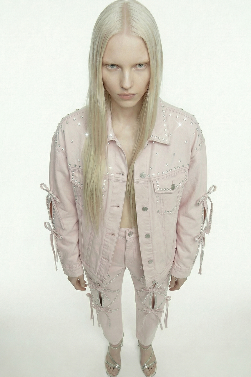 DENIM JACKET IN BLUSH PINK