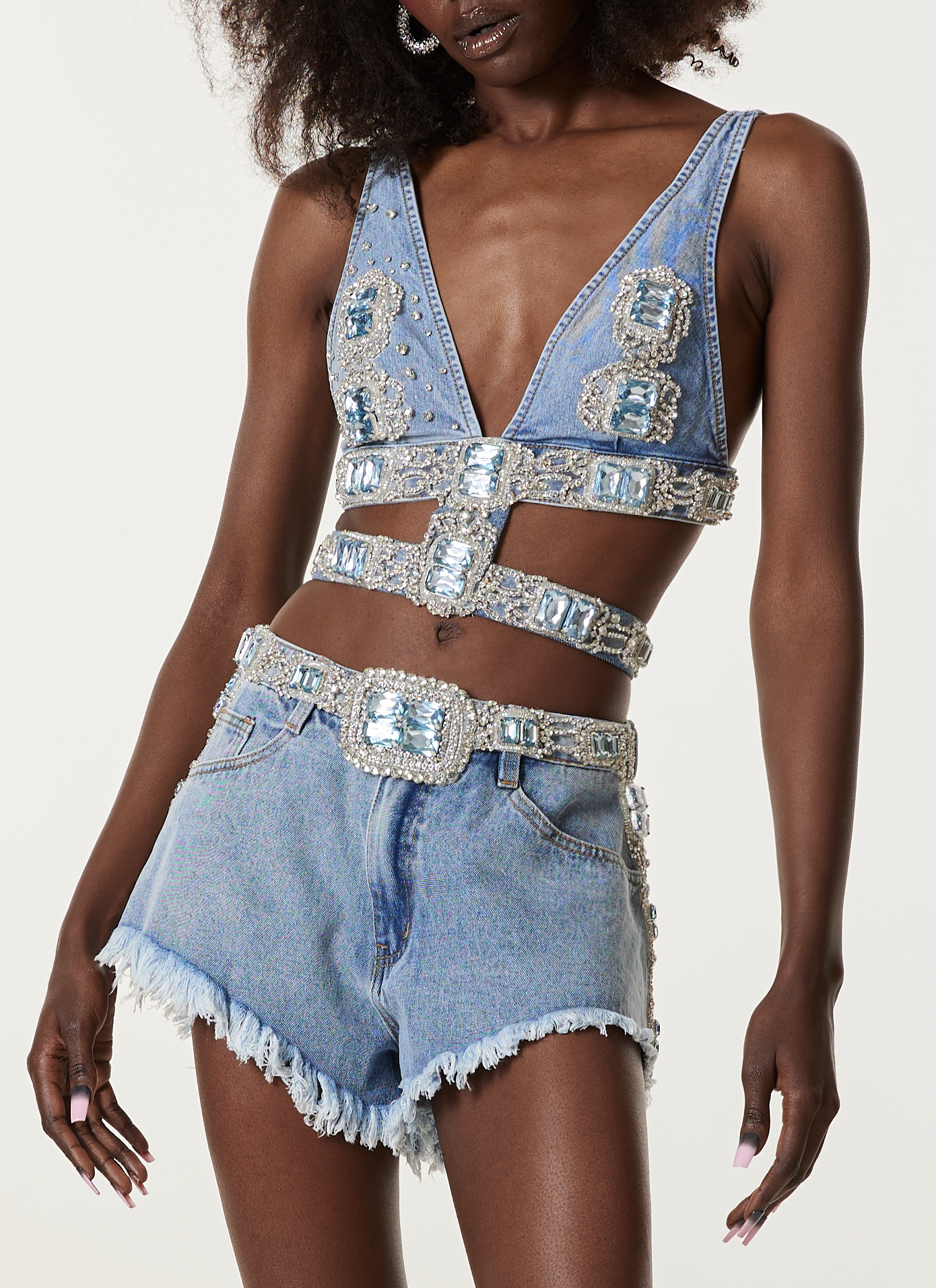 CAMILLE AQUA DENIM TOP