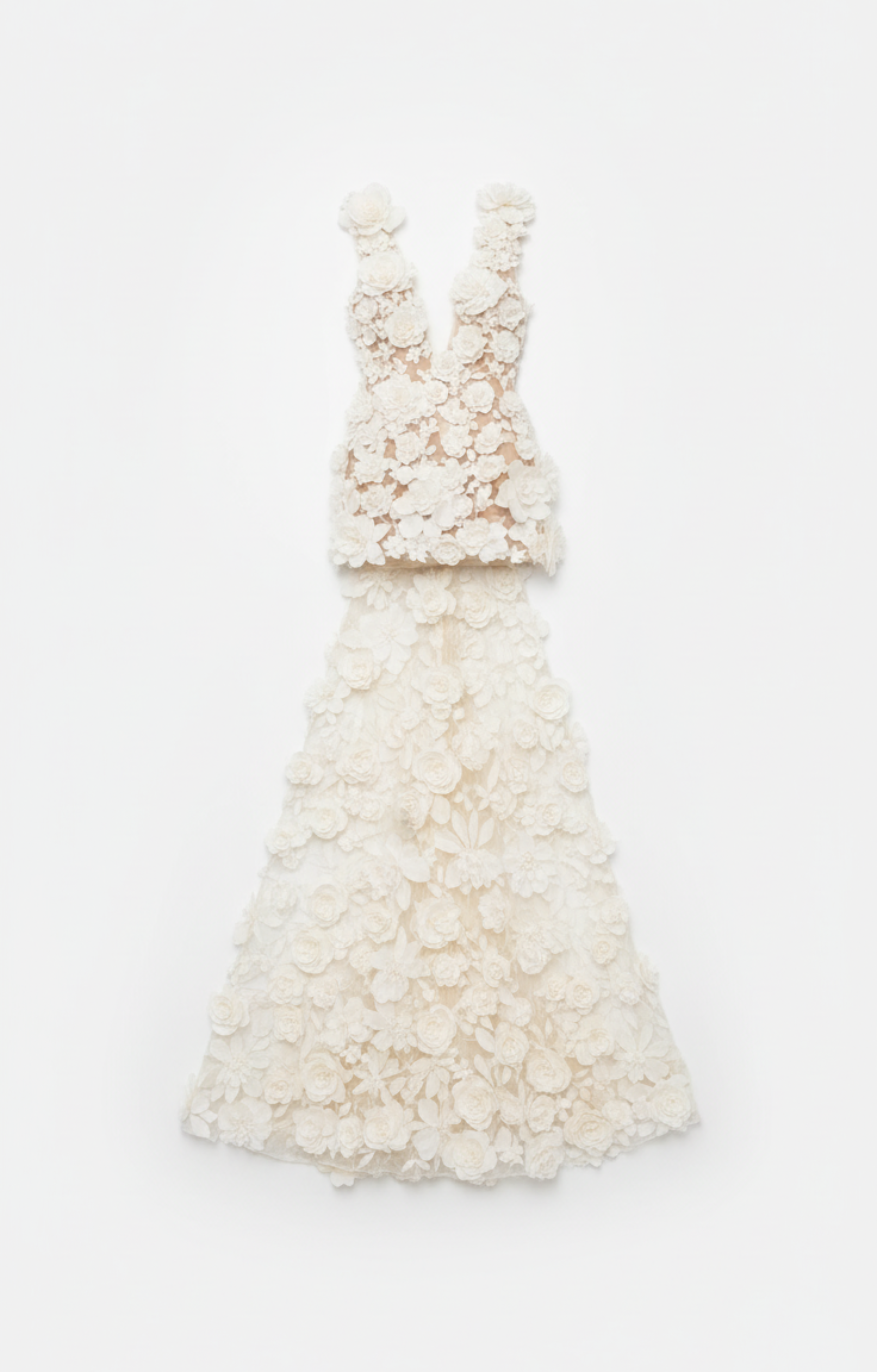 IVORY 3D FLORAL MINI GOWN