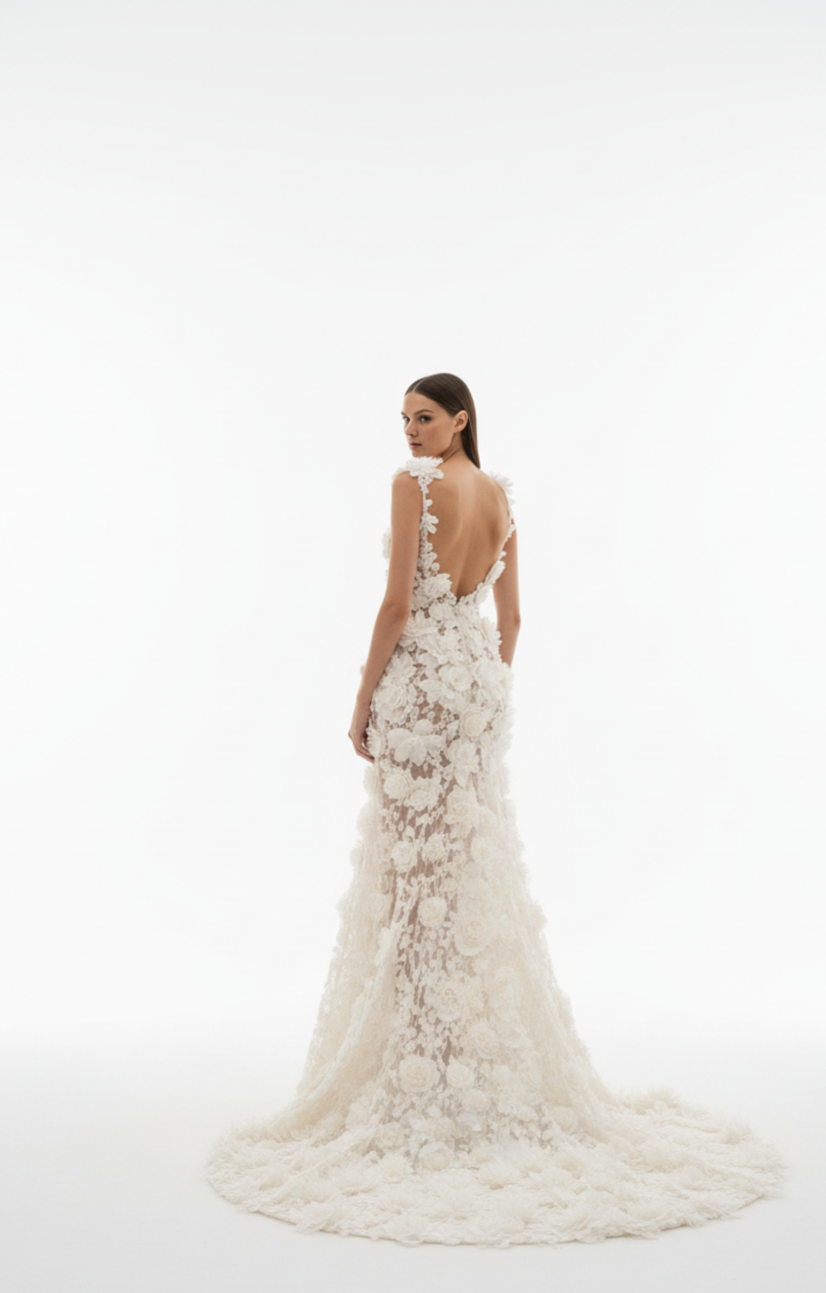 IVORY 3D FLORAL MINI GOWN