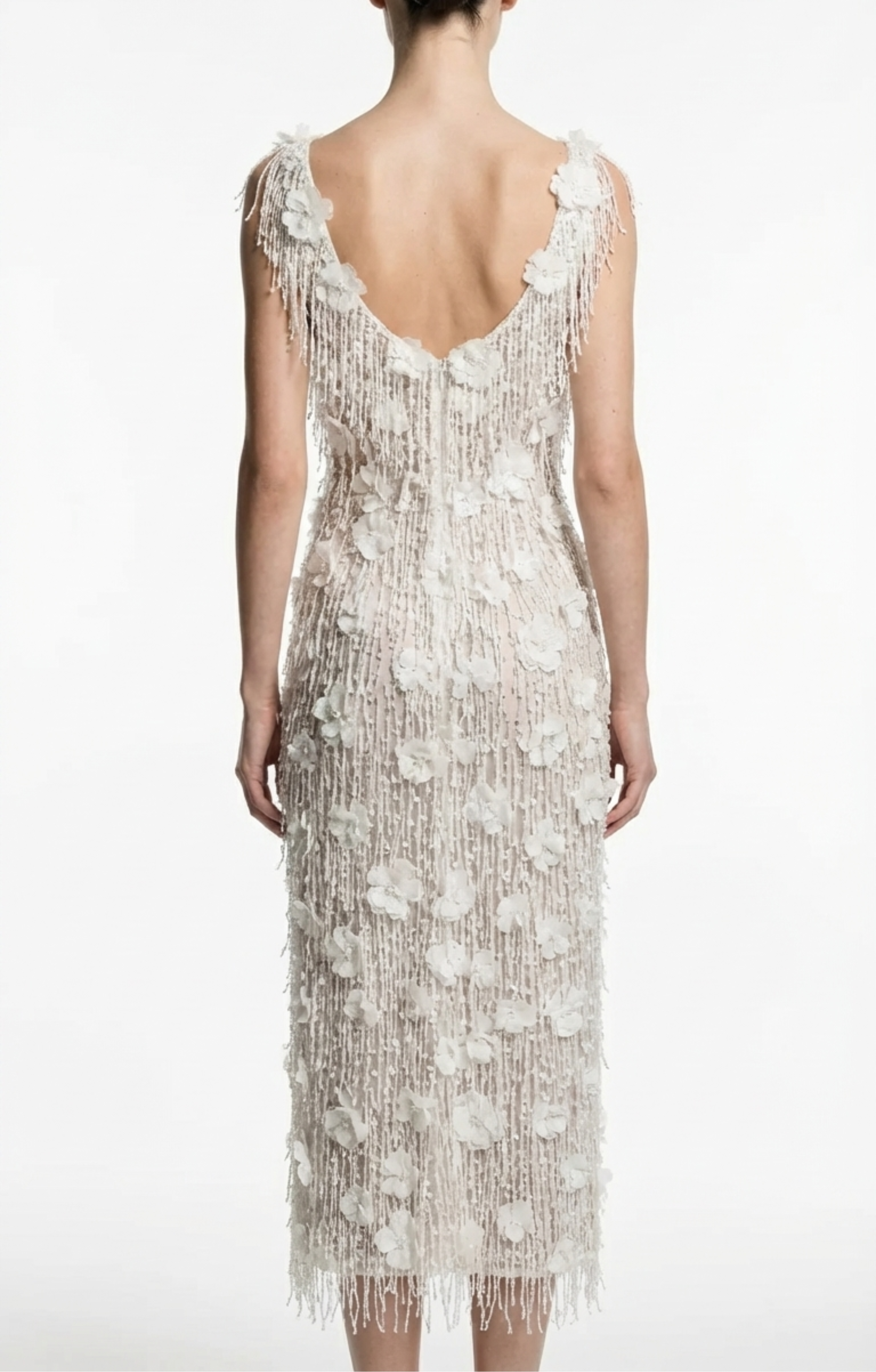 BEADED FLORAL MIDI DRESS