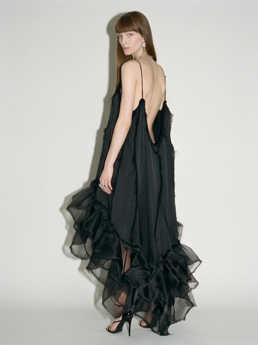 L'Éclat Deconstructed Silk Maxi Dress side view