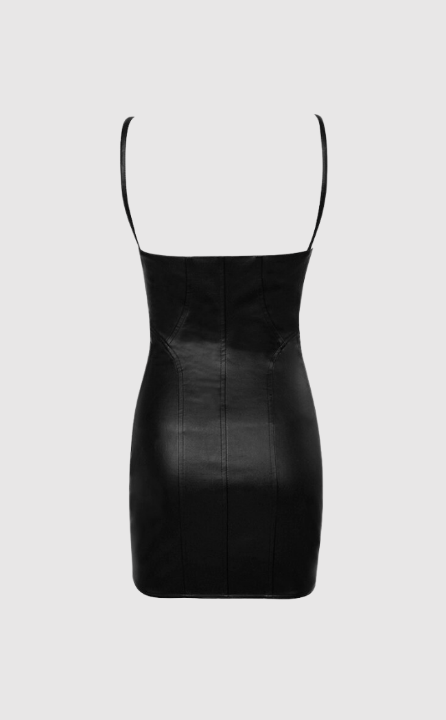 The Opposite Sex faux-leather embellished minidress