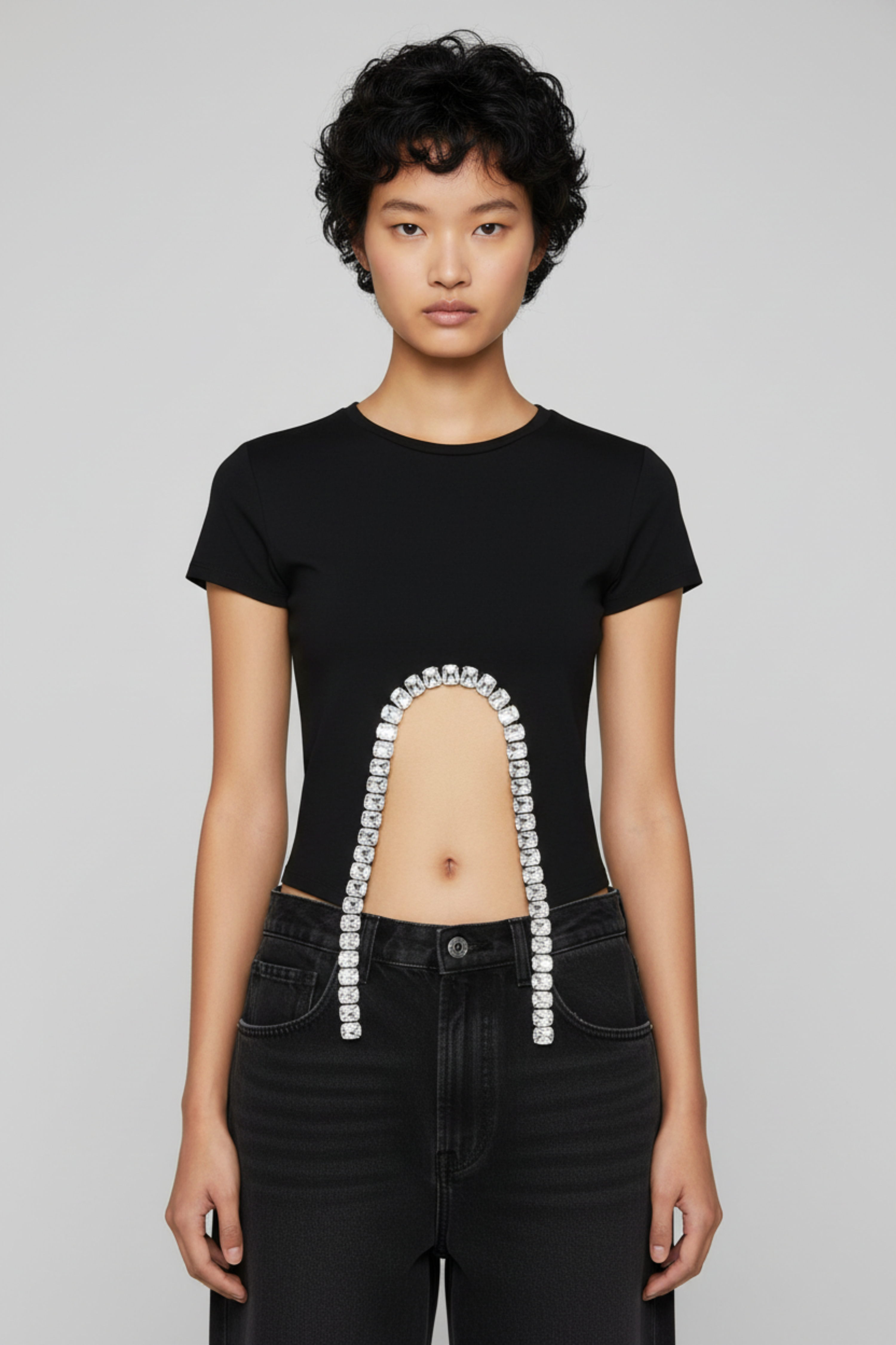 CRYSTAL-TRIM CUT-OUT T-SHIRT