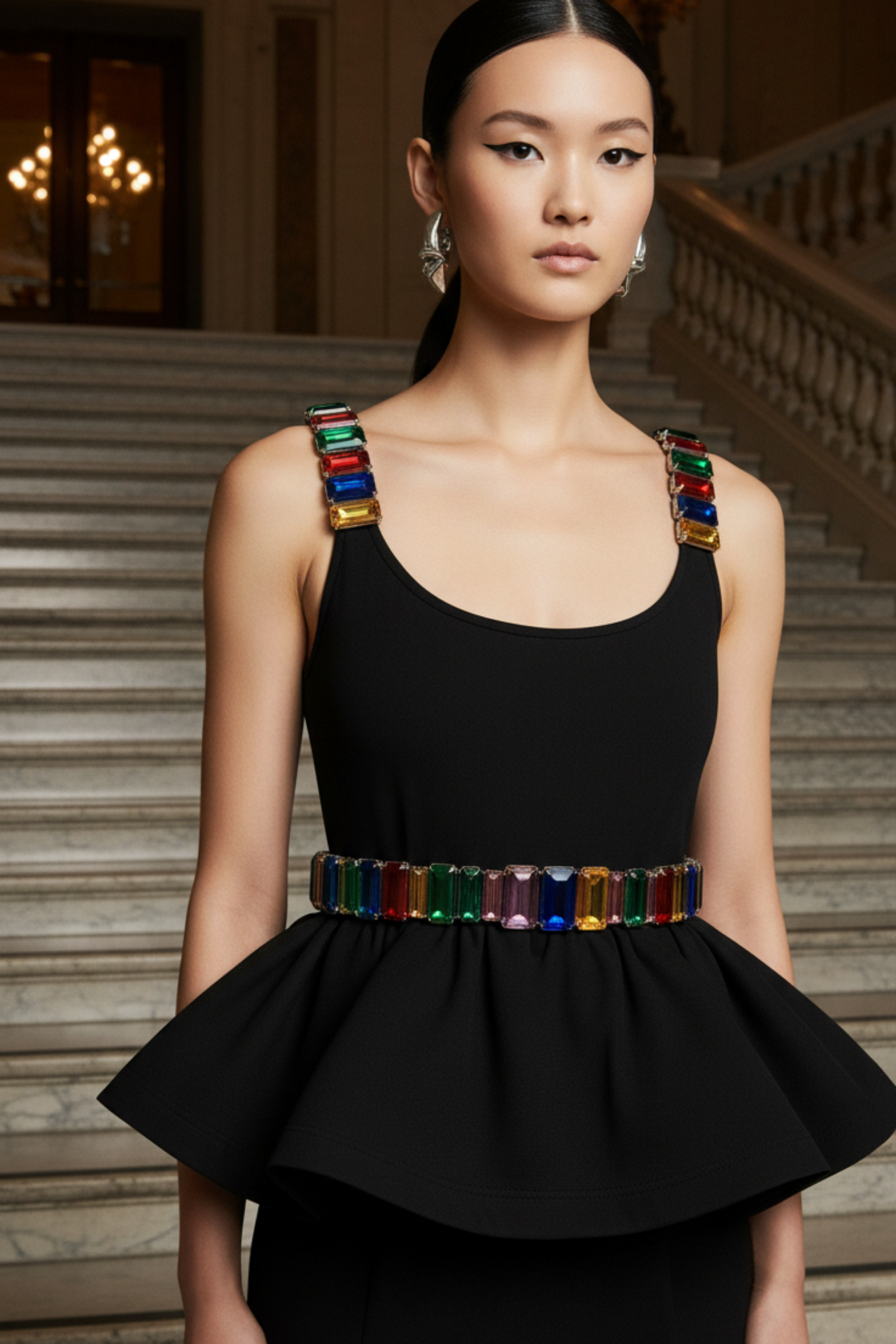 PEPLUM CRYSTAL DRESS