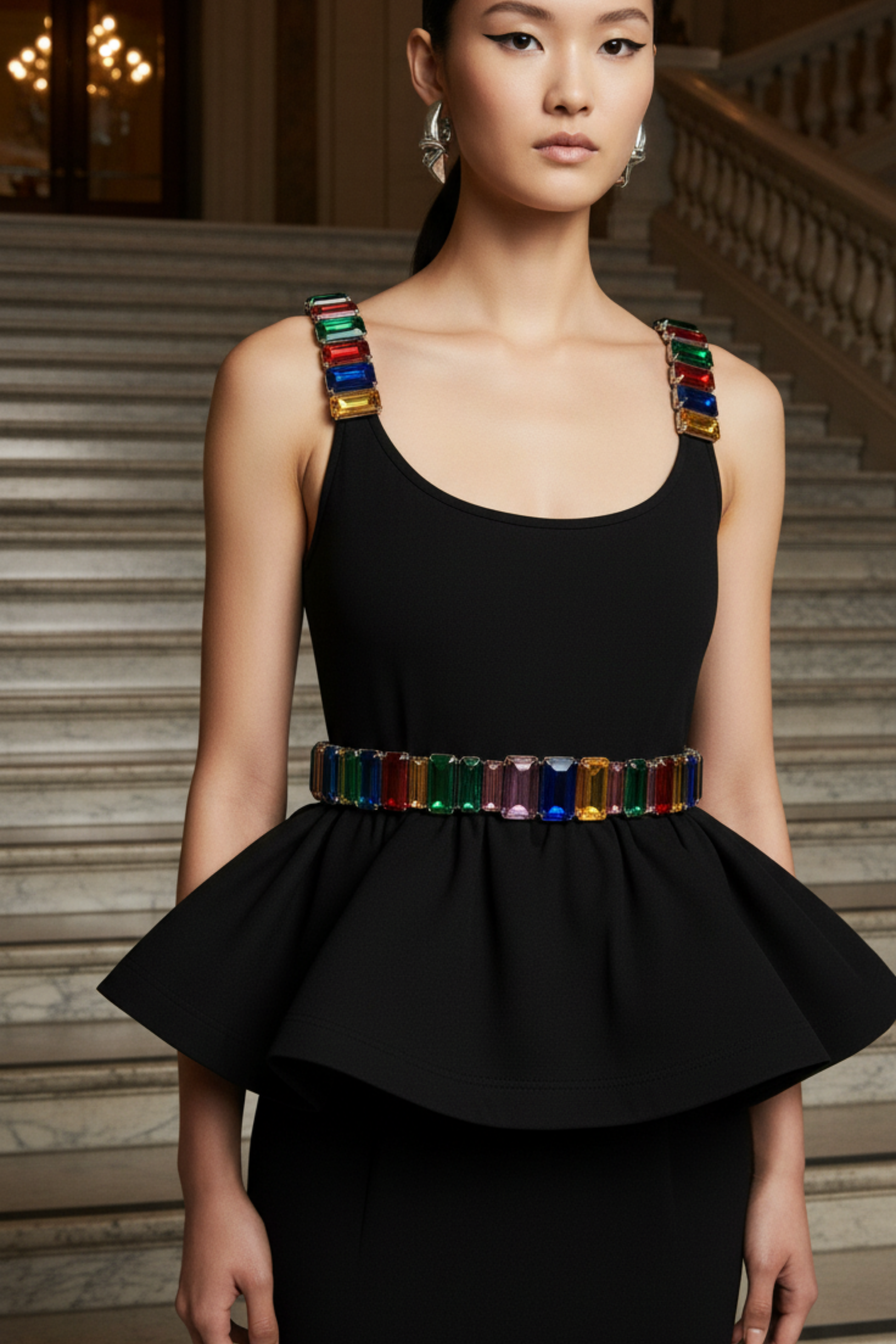CRYSTAL PEPLUM TOP