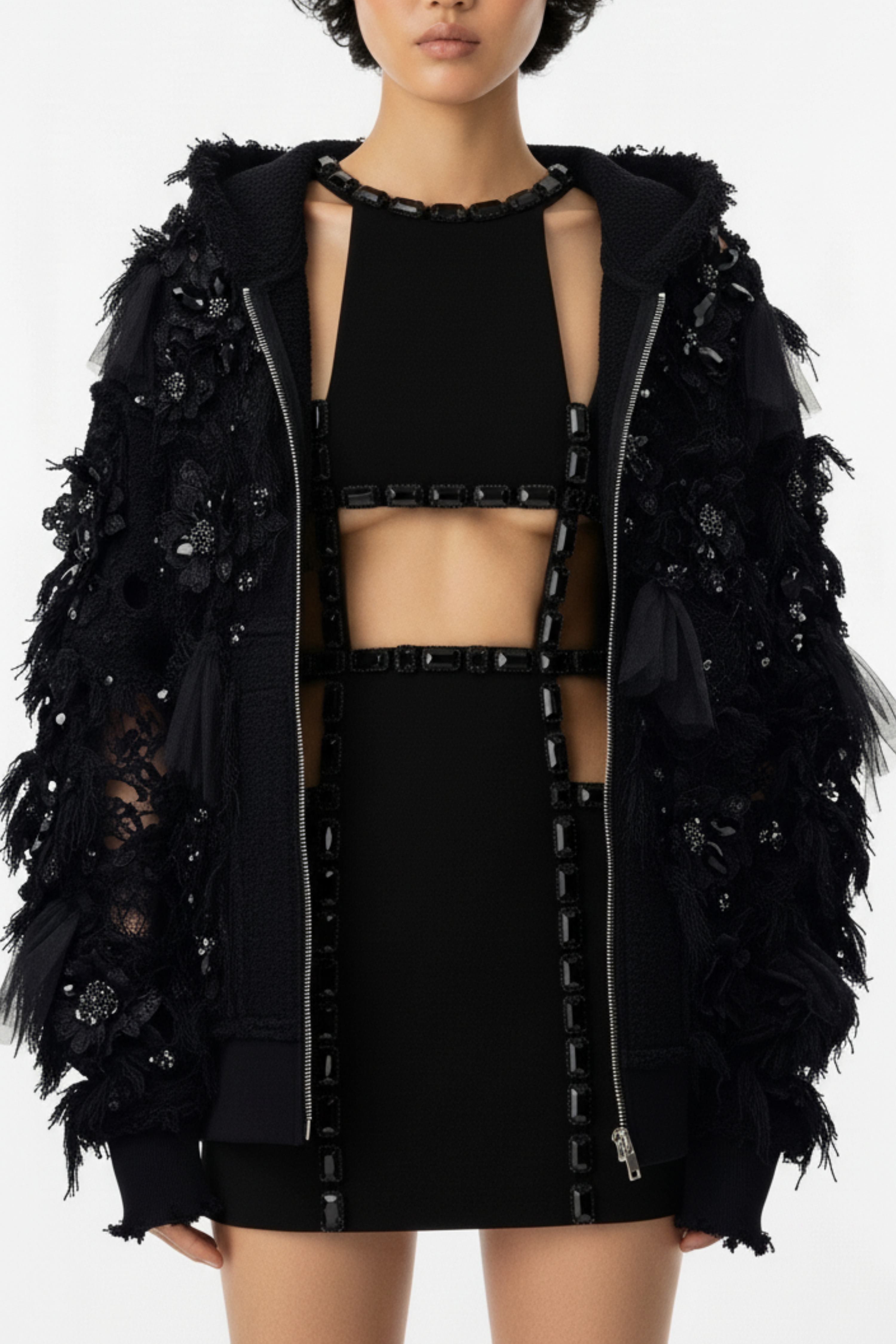 CRYSTAL FLORAL HOODIE