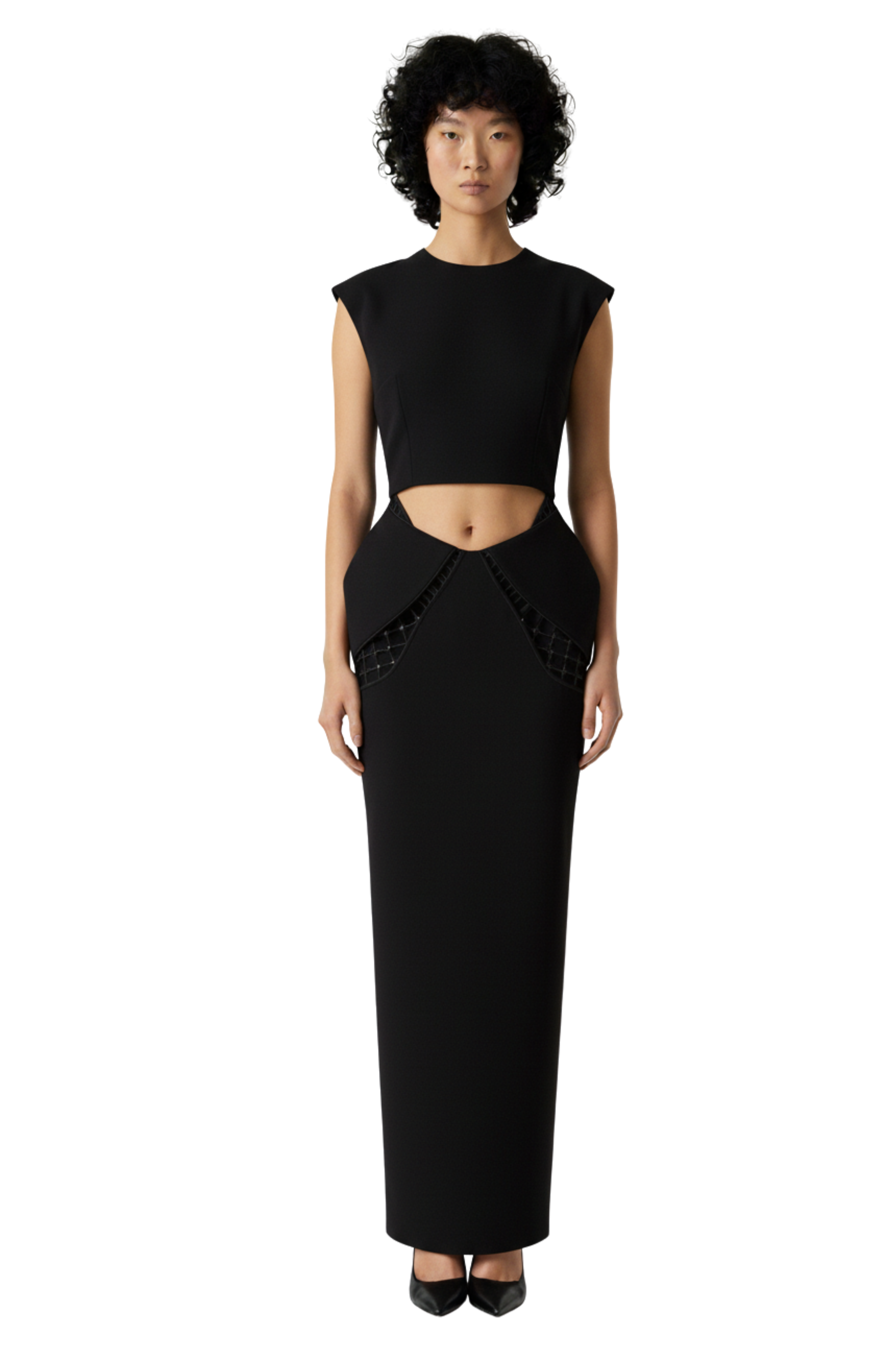 BLACK CUT-OUT MAXI SKIRT