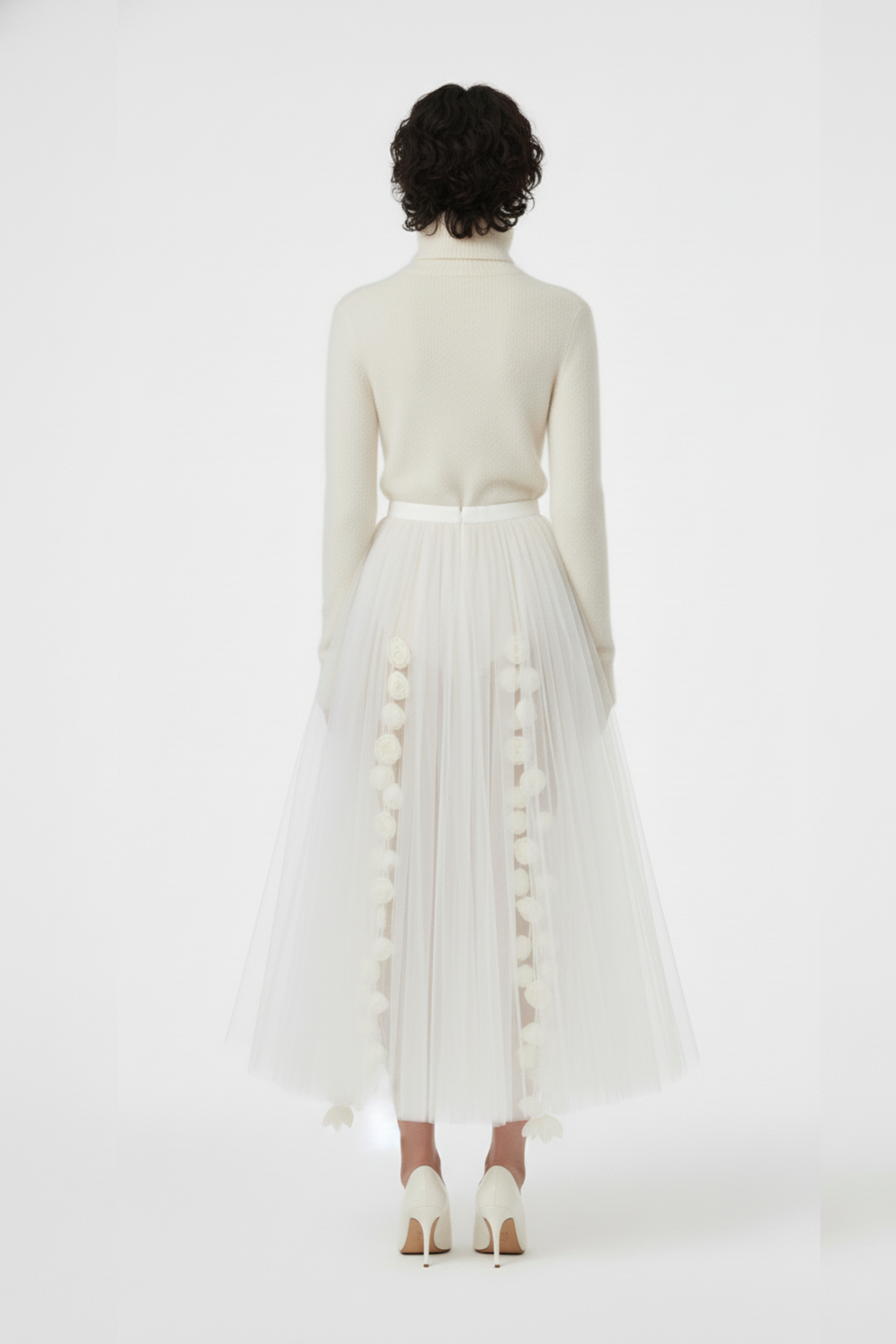 IVORY TULLE ROSE SKIRT