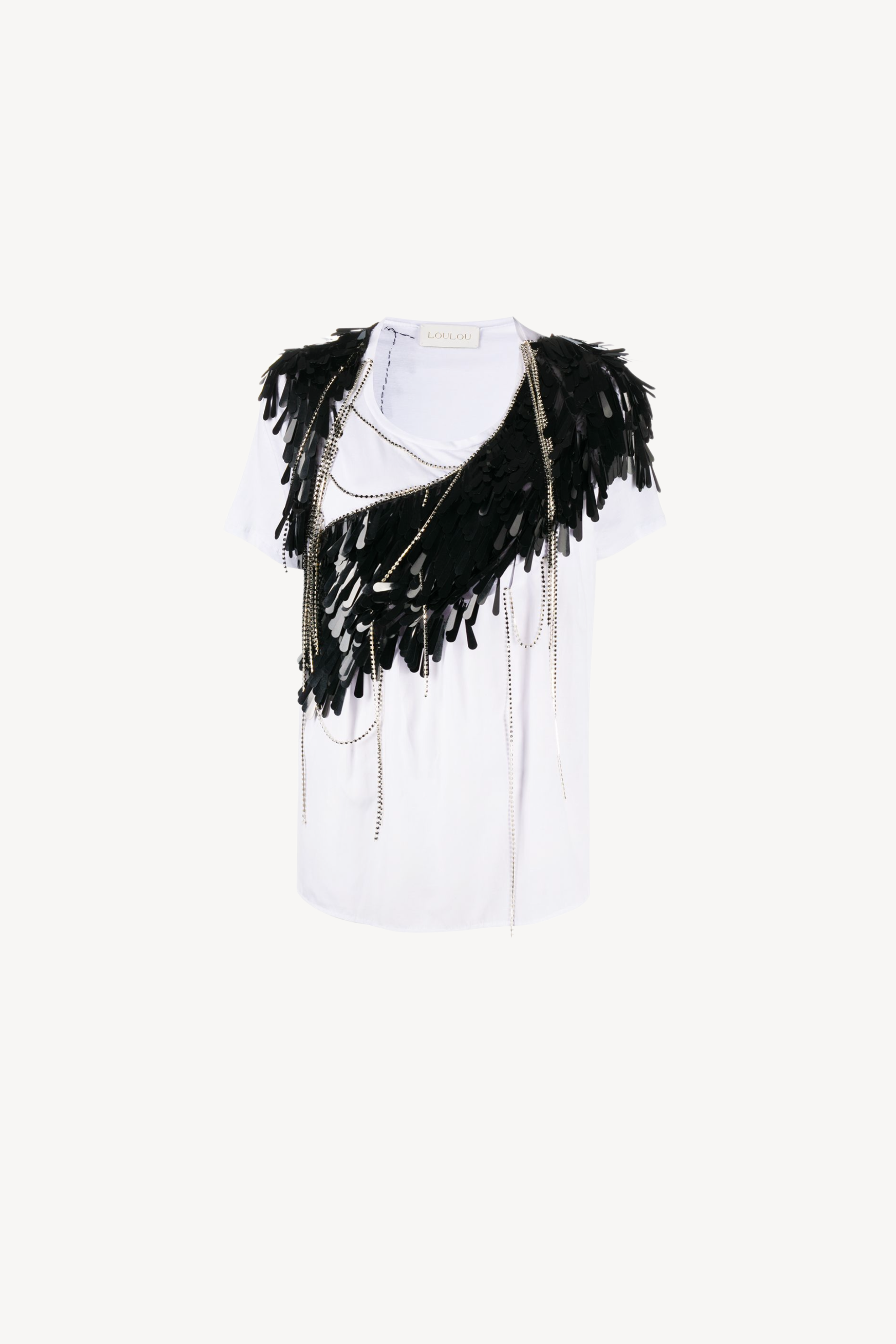 EMBELLISHED TEE WITH CHAINS